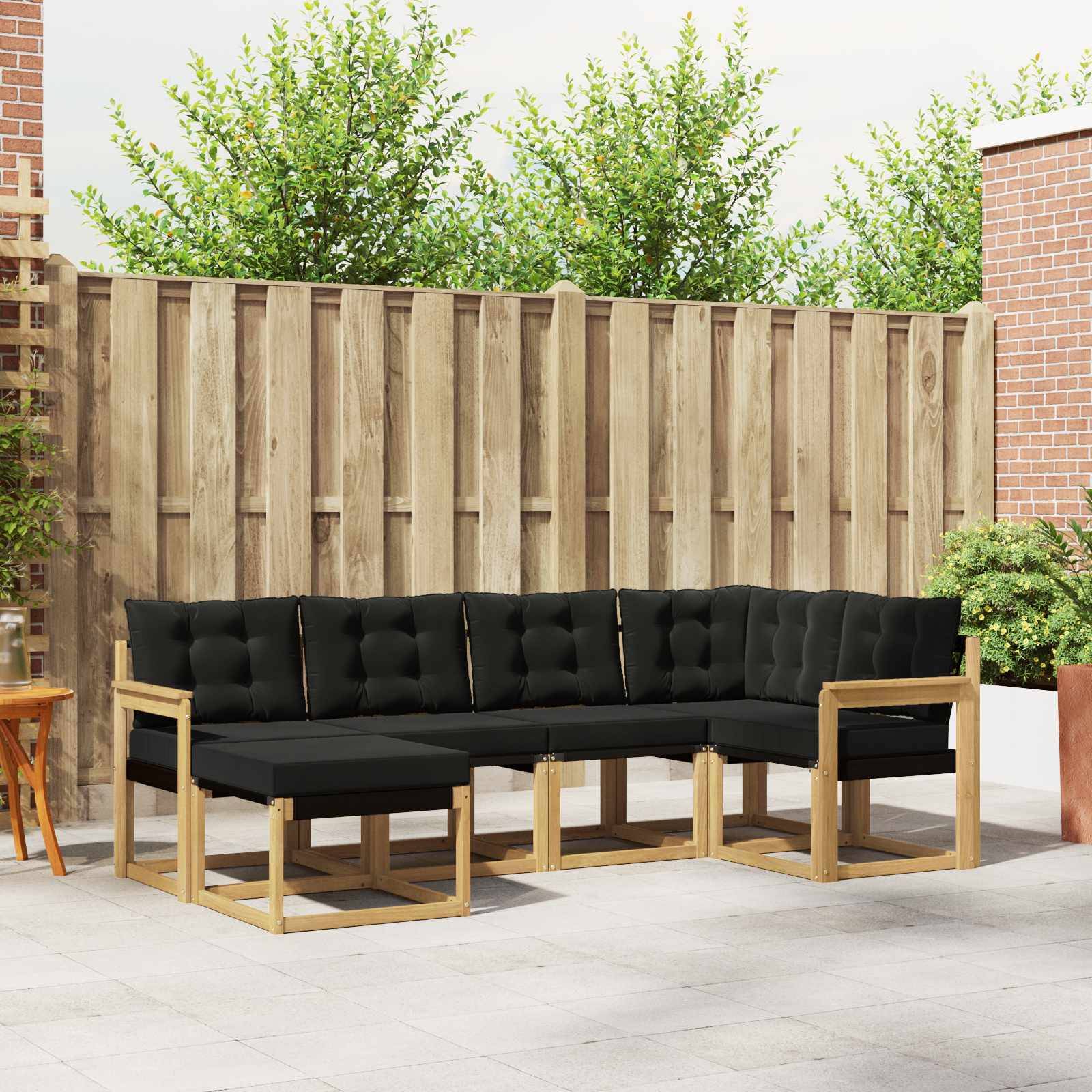 vidaXL Outdoor-Sofagarnitur mit Kissen 6 pcs Weiß und Schwarz