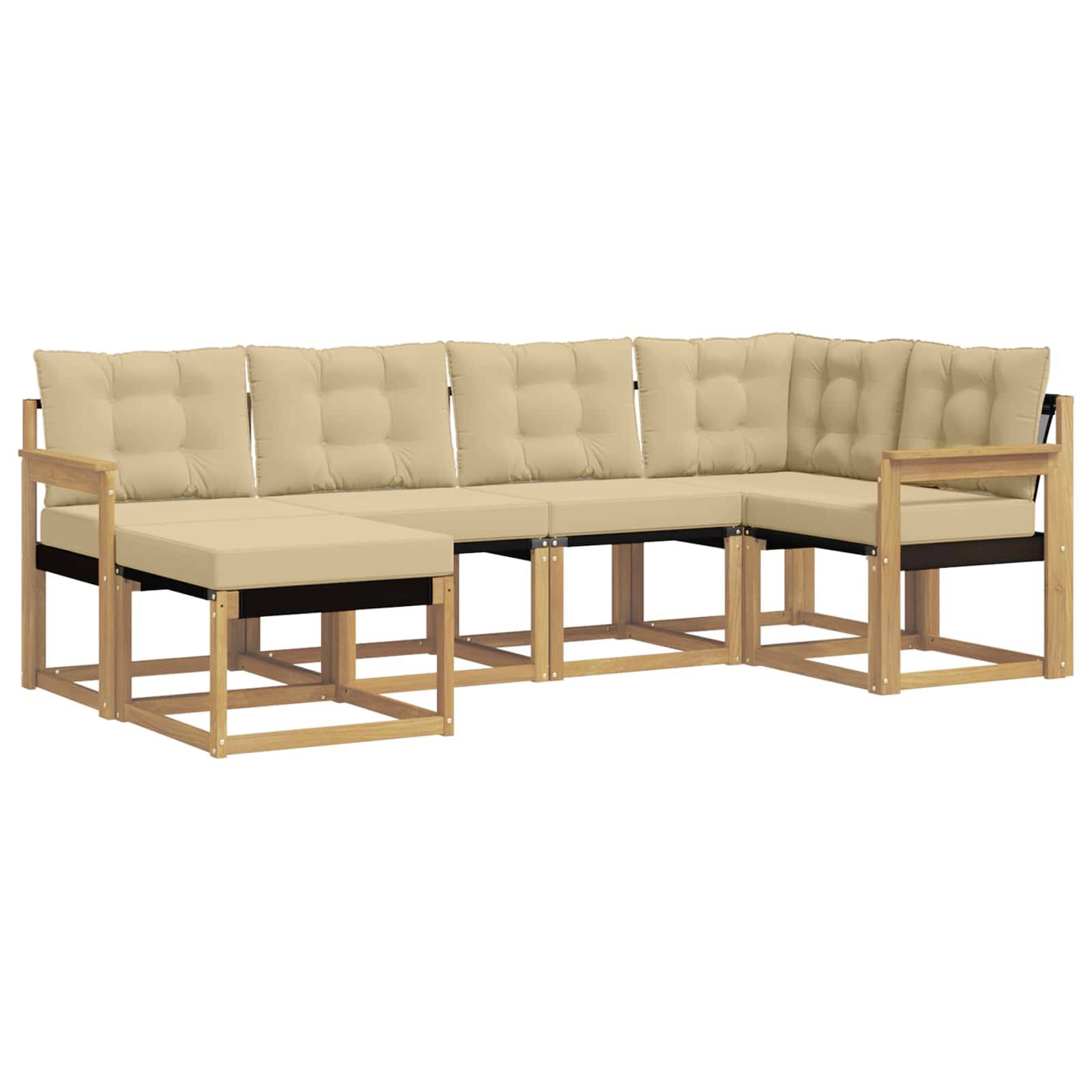 vidaXL Outdoor-Sofagarnitur mit Kissen 6 pcs Weiß und Beige
