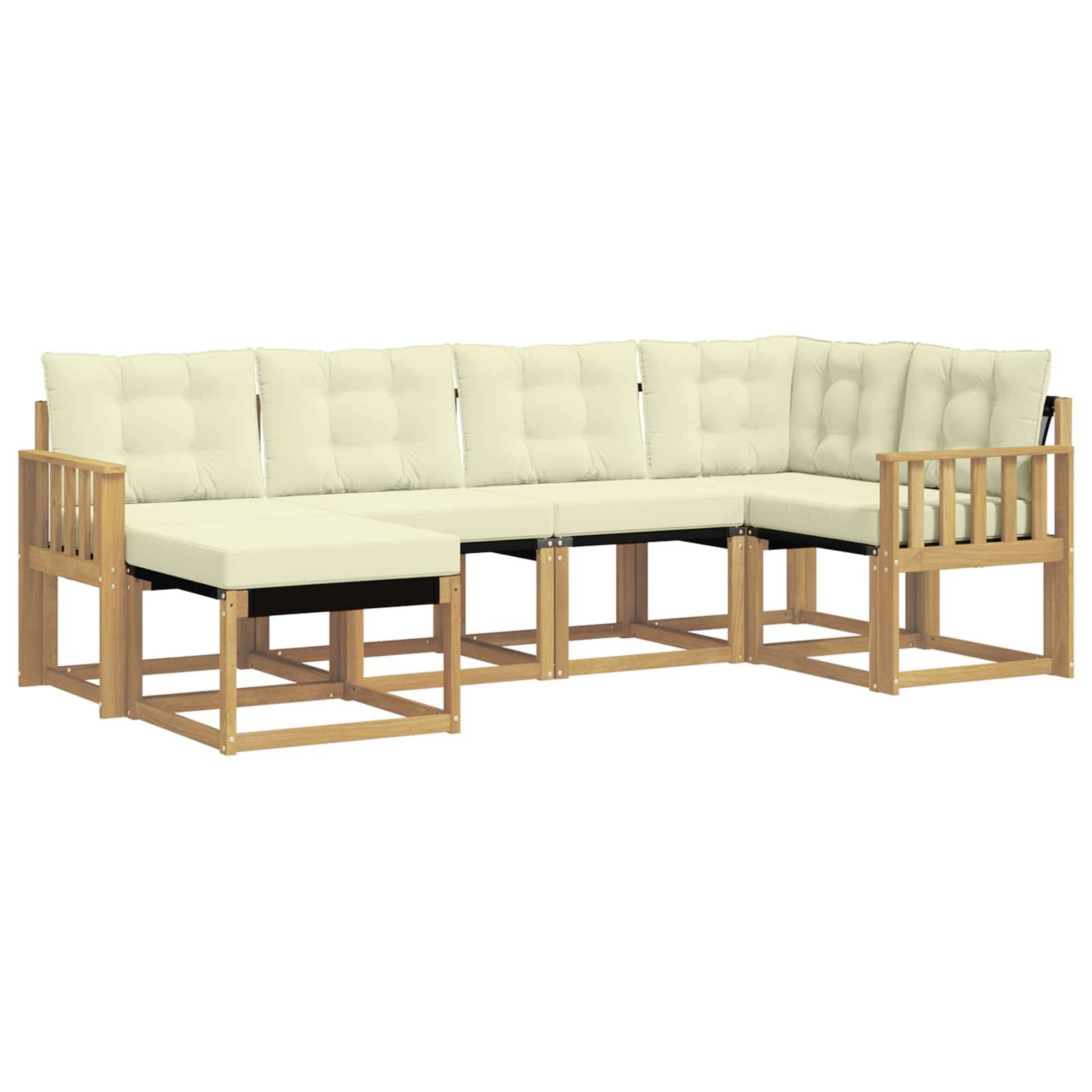 vidaXL Outdoor-Sofagarnitur mit Kissen 6 pcs Weiß und Creme