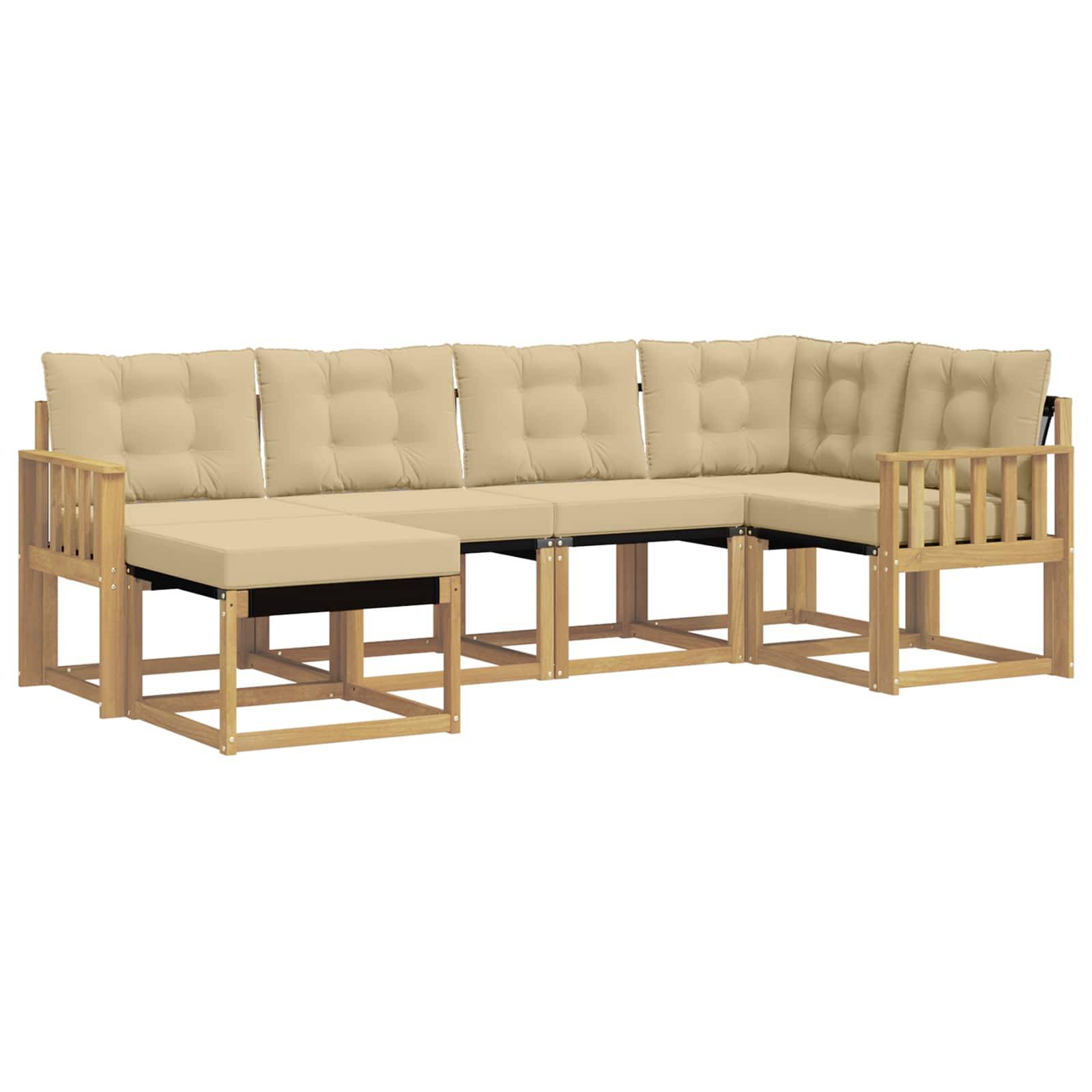 vidaXL Outdoor-Sofagarnitur mit Kissen 6 pcs Weiß und Beige