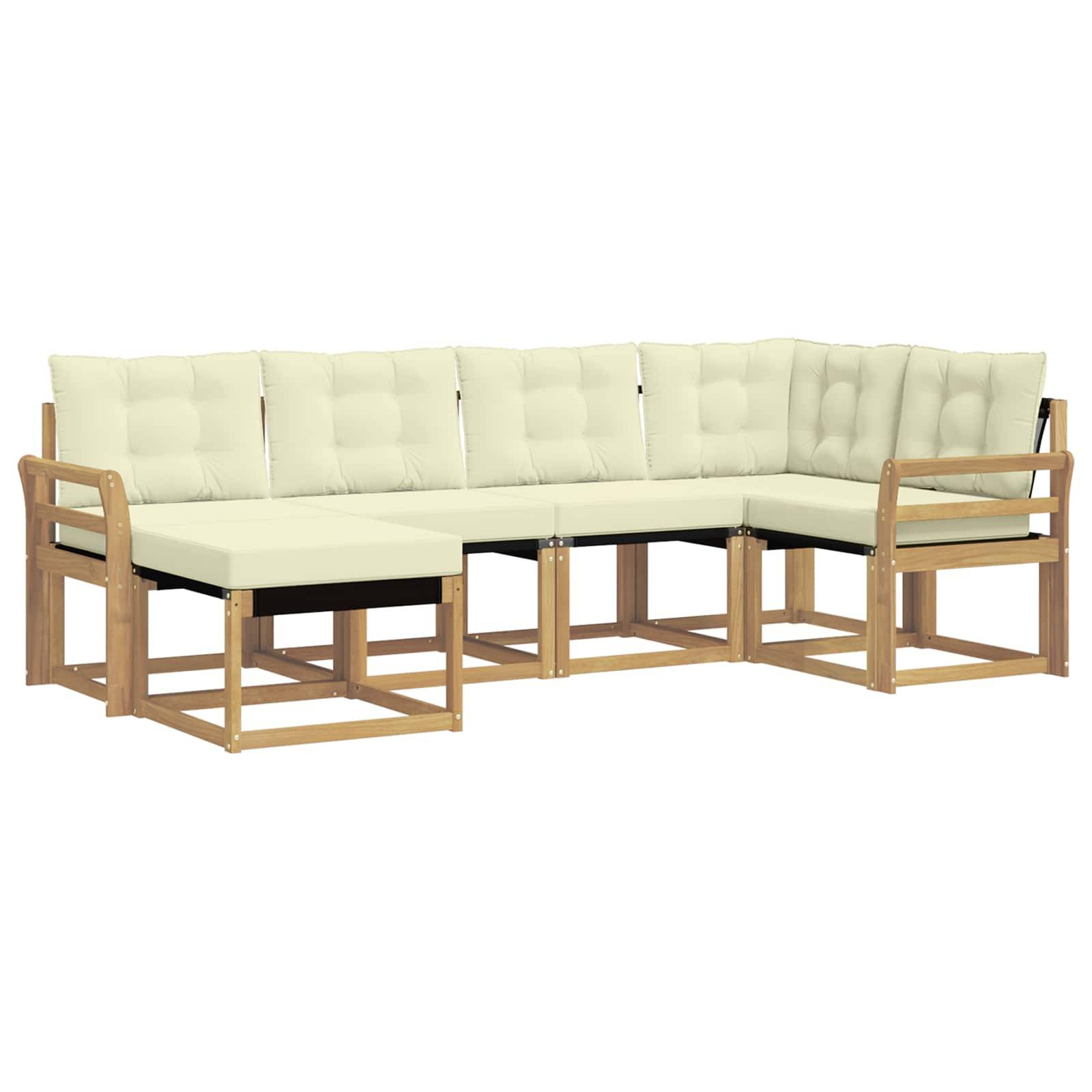 vidaXL Outdoor-Sofagarnitur mit Kissen 6 pcs Weiß und Creme