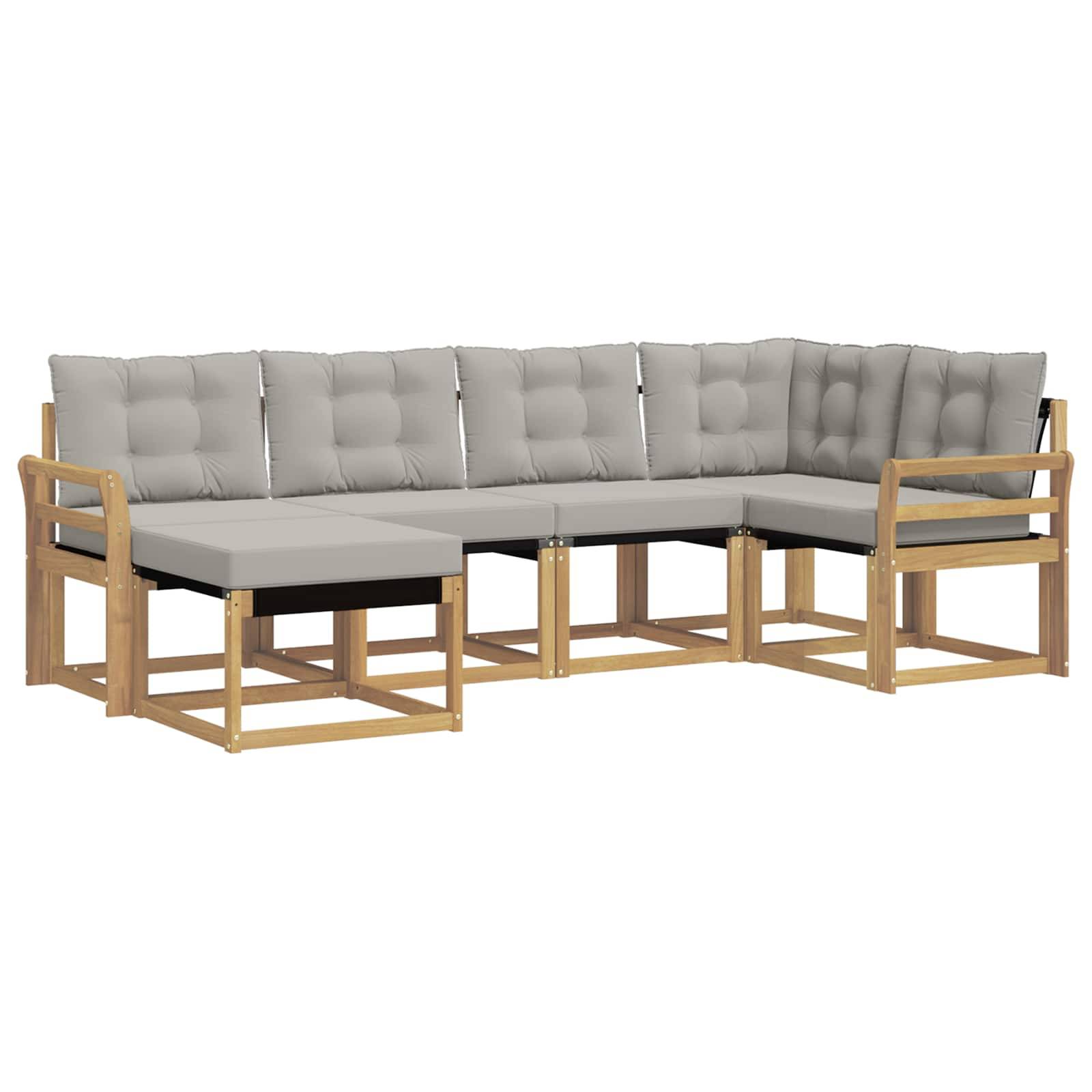 vidaXL Outdoor-Sofagarnitur mit Kissen 6 pcs Weiß und Hellgrau