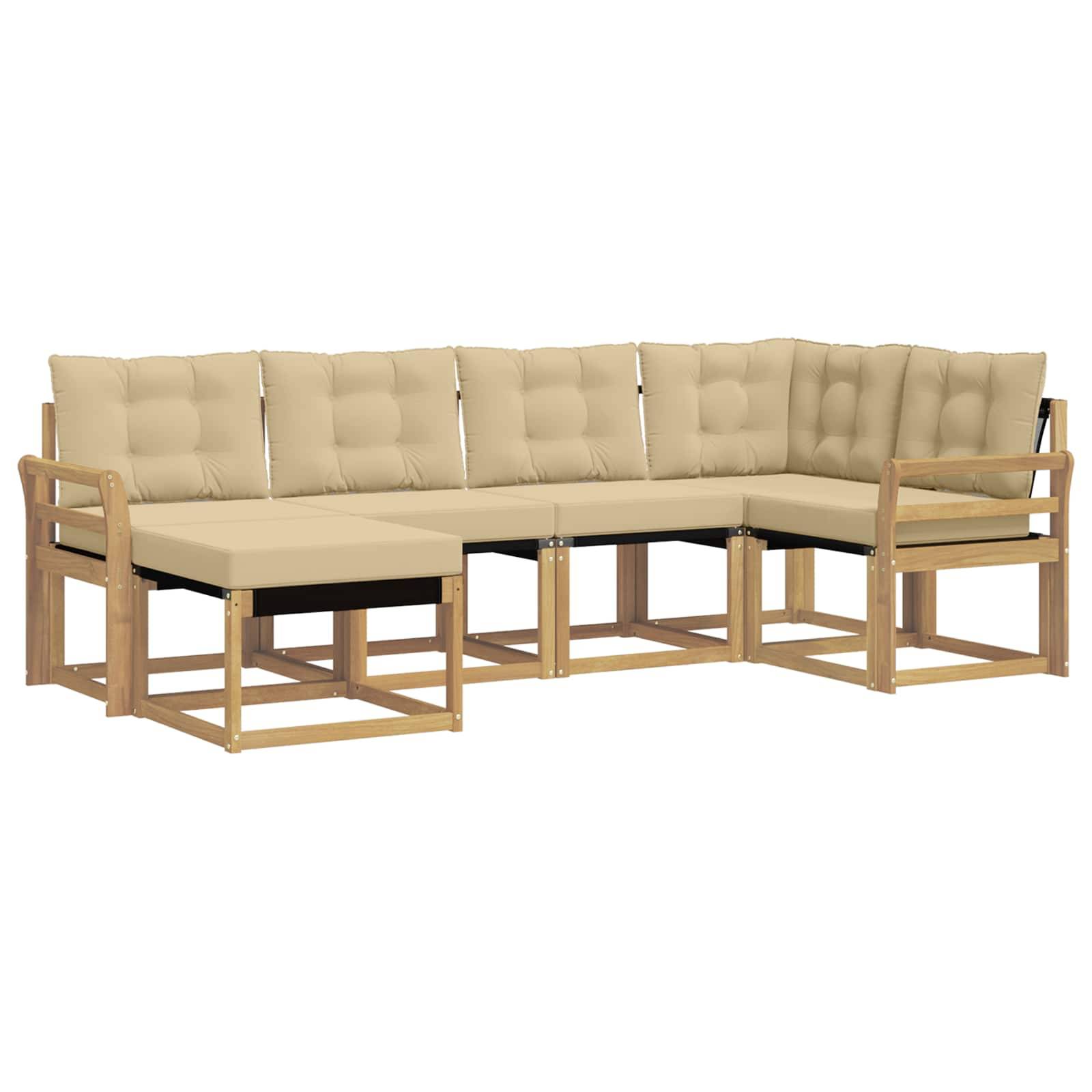 vidaXL Outdoor-Sofagarnitur mit Kissen 6 pcs Weiß und Beige