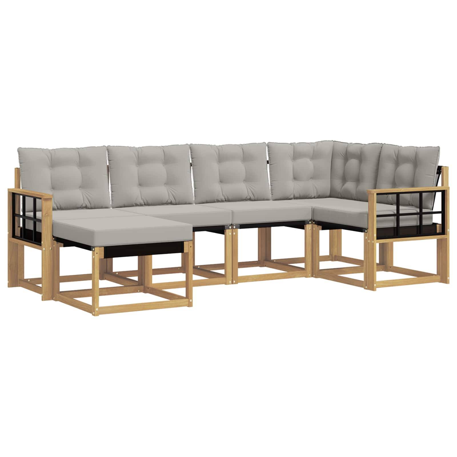 vidaXL Outdoor-Sofagarnitur mit Kissen 6 pcs Weiß und Hellgrau