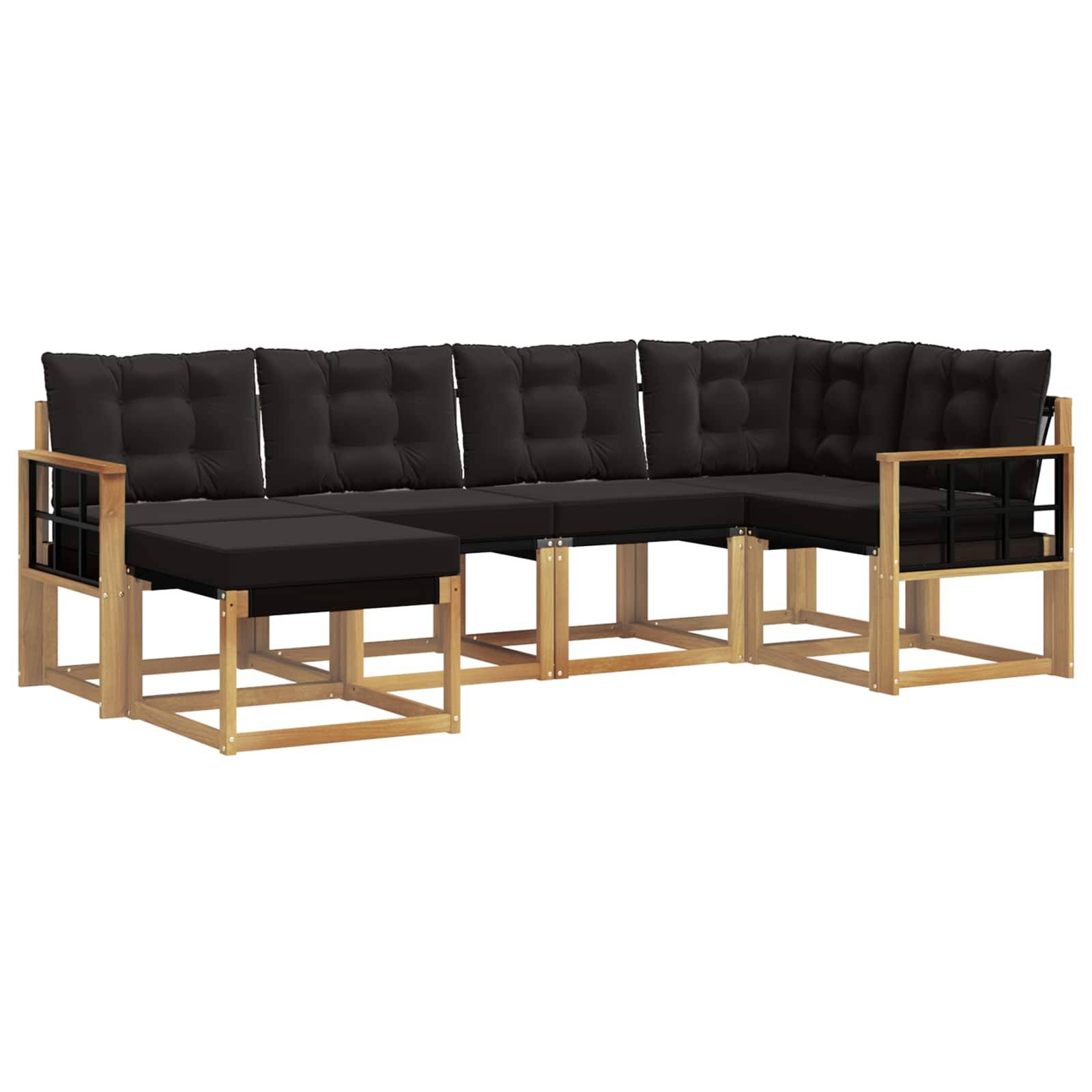 vidaXL Outdoor-Sofagarnitur mit Kissen 6 pcs Weiß und Schwarz