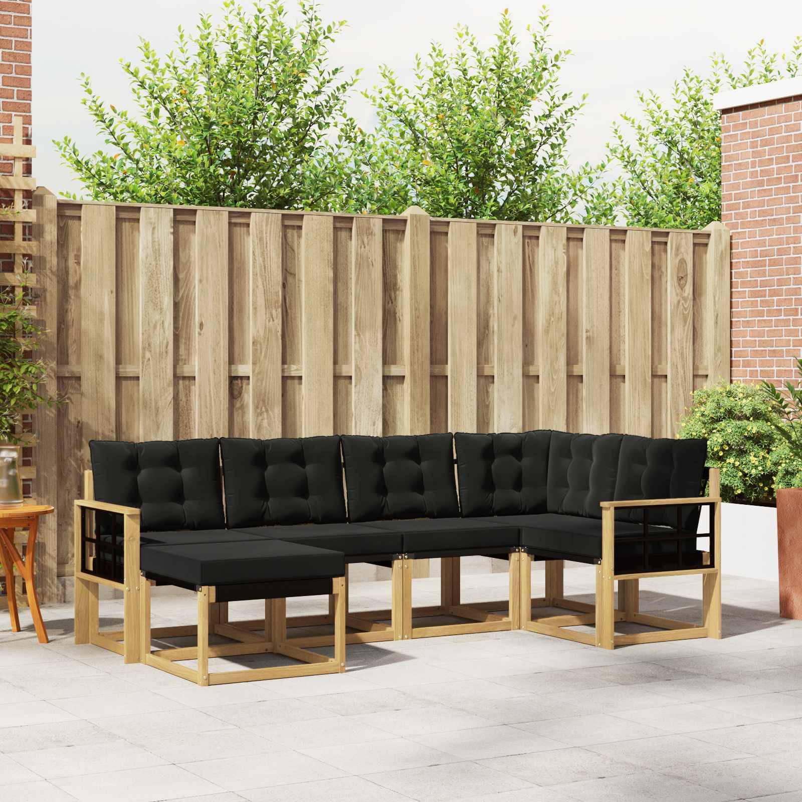 vidaXL Outdoor-Sofagarnitur mit Kissen 6 pcs Weiß und Schwarz