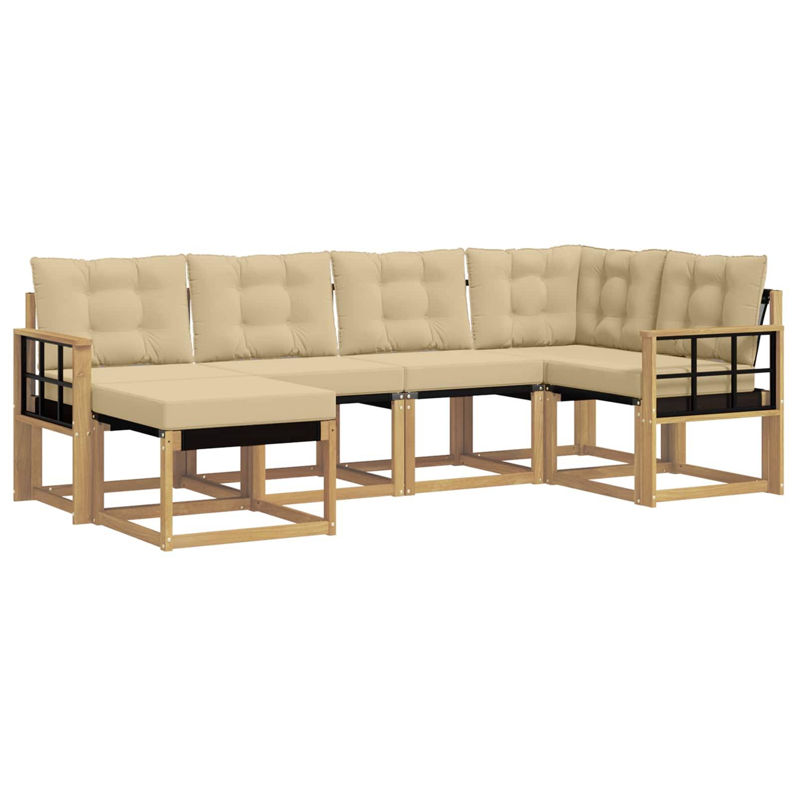 vidaXL Outdoor-Sofagarnitur mit Kissen 6 pcs Weiß und Beige