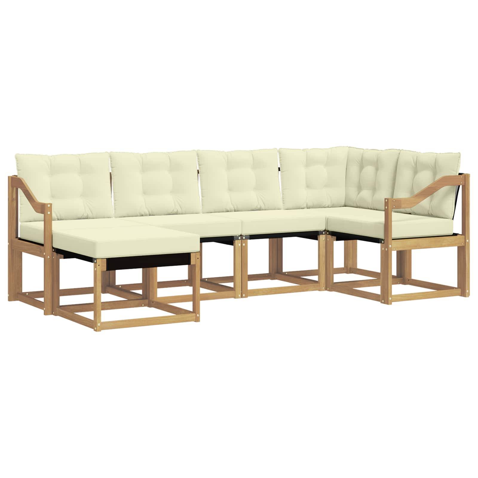 vidaXL Outdoor-Sofagarnitur mit Kissen 6 pcs Weiß und Creme