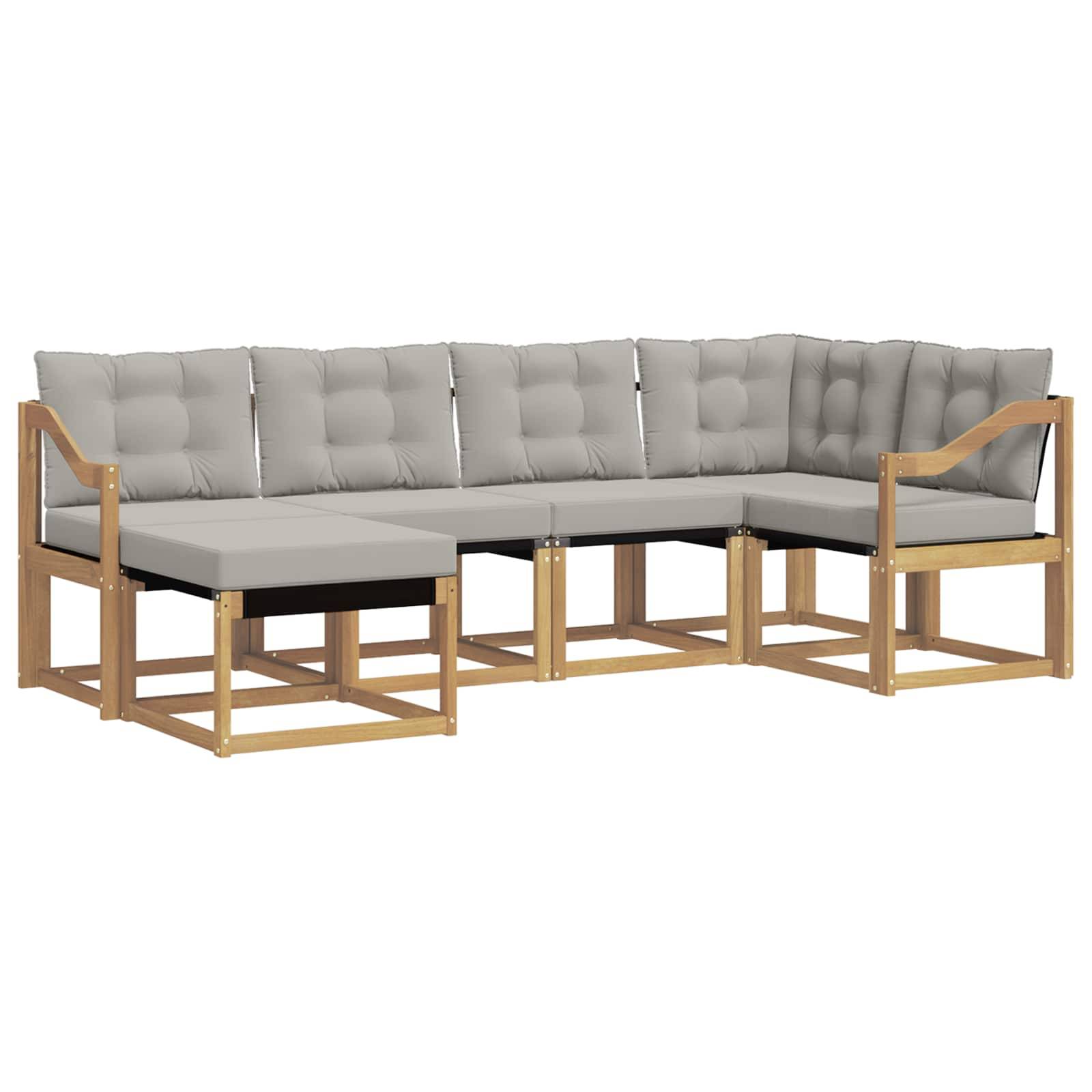 vidaXL Outdoor-Sofagarnitur mit Kissen 6 pcs Weiß und Hellgrau
