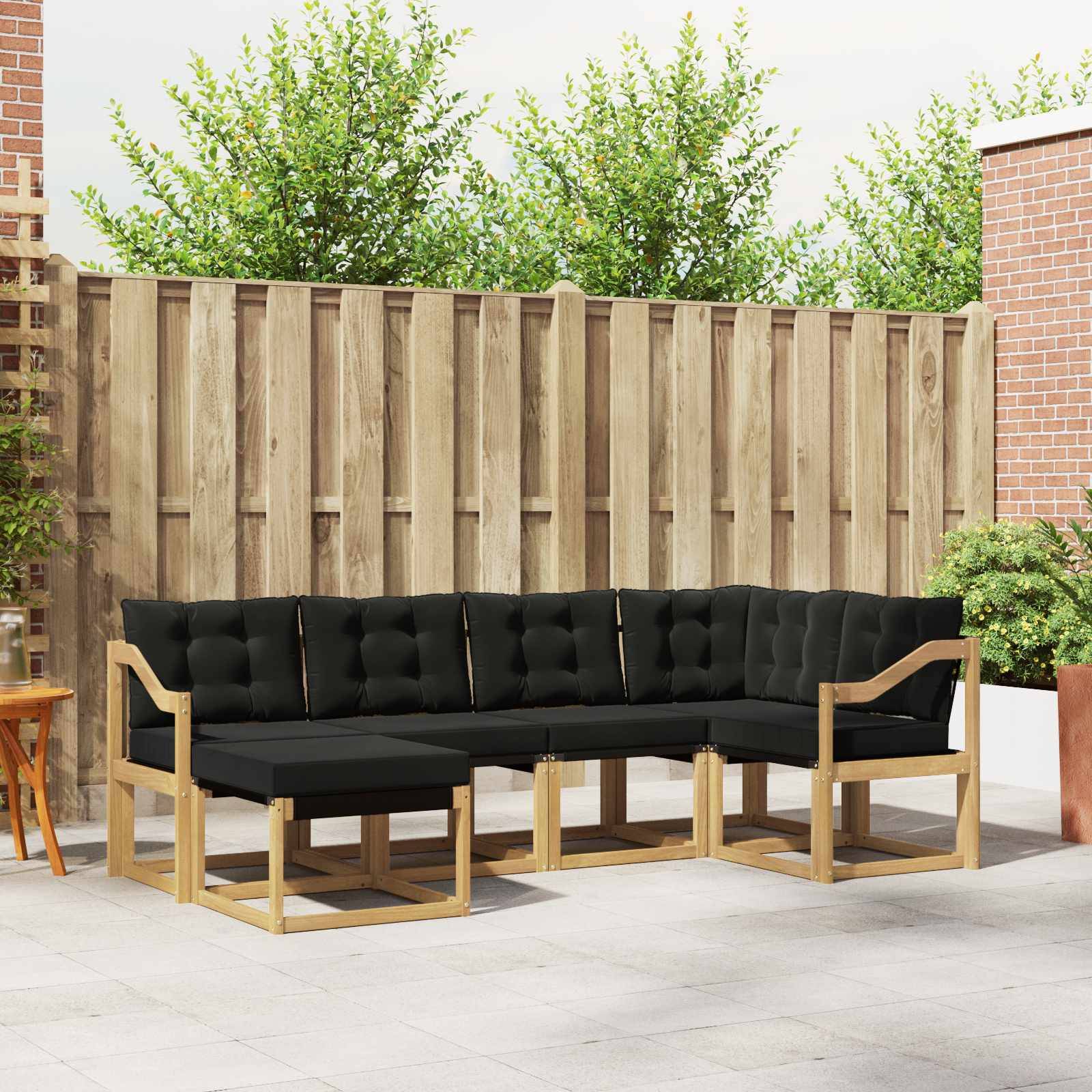 vidaXL Outdoor-Sofagarnitur mit Kissen 6 pcs Weiß und Schwarz