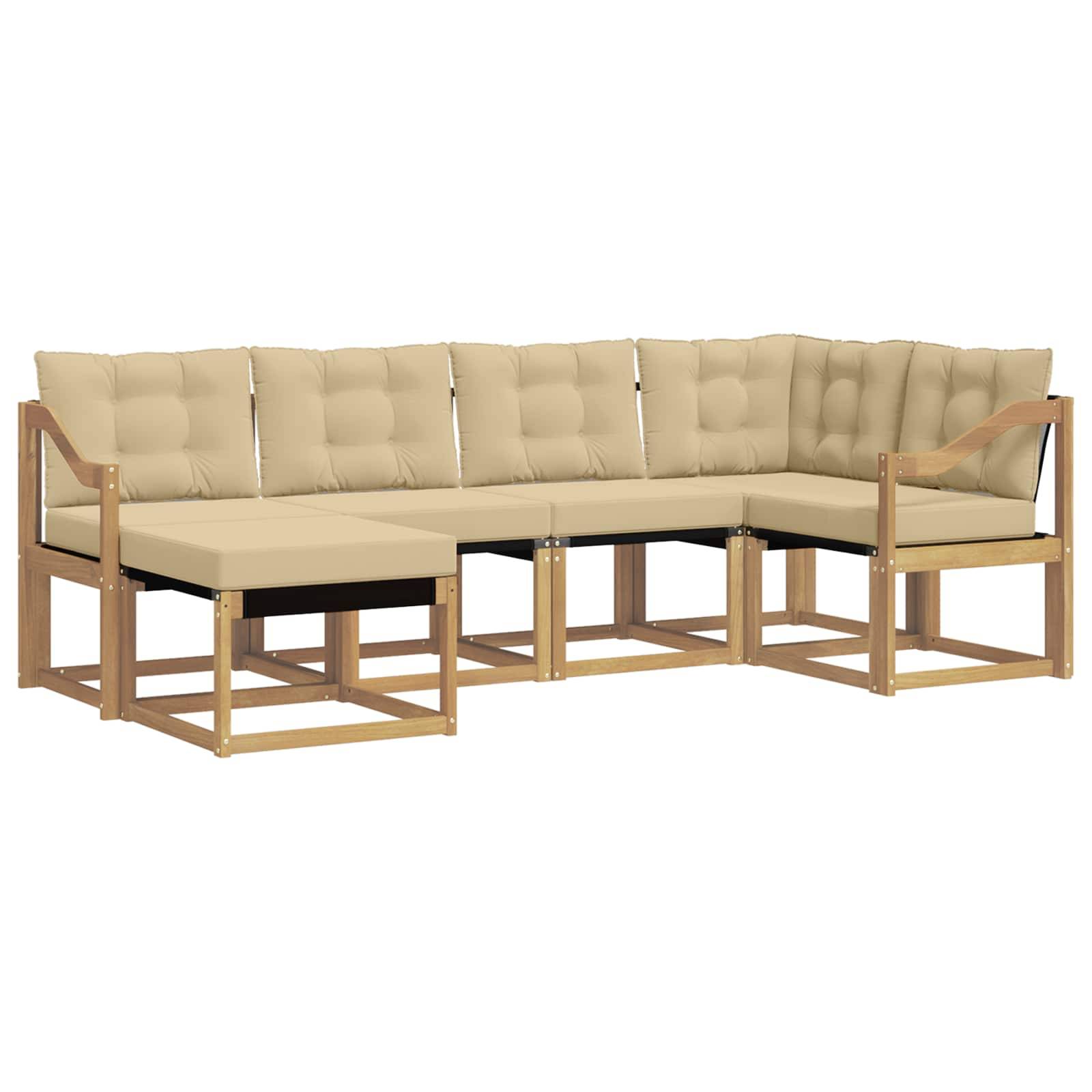 vidaXL Outdoor-Sofagarnitur mit Kissen 6 pcs Weiß und Beige