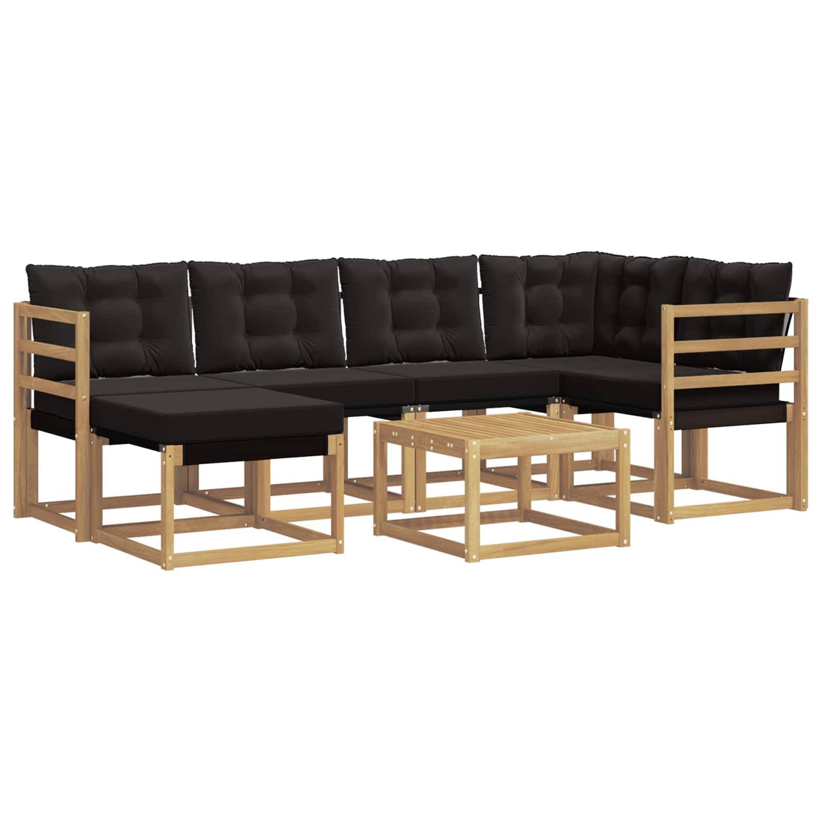 vidaXL Outdoor-Sofagarnitur mit Kissen 7 pcs Weiß und Schwarz