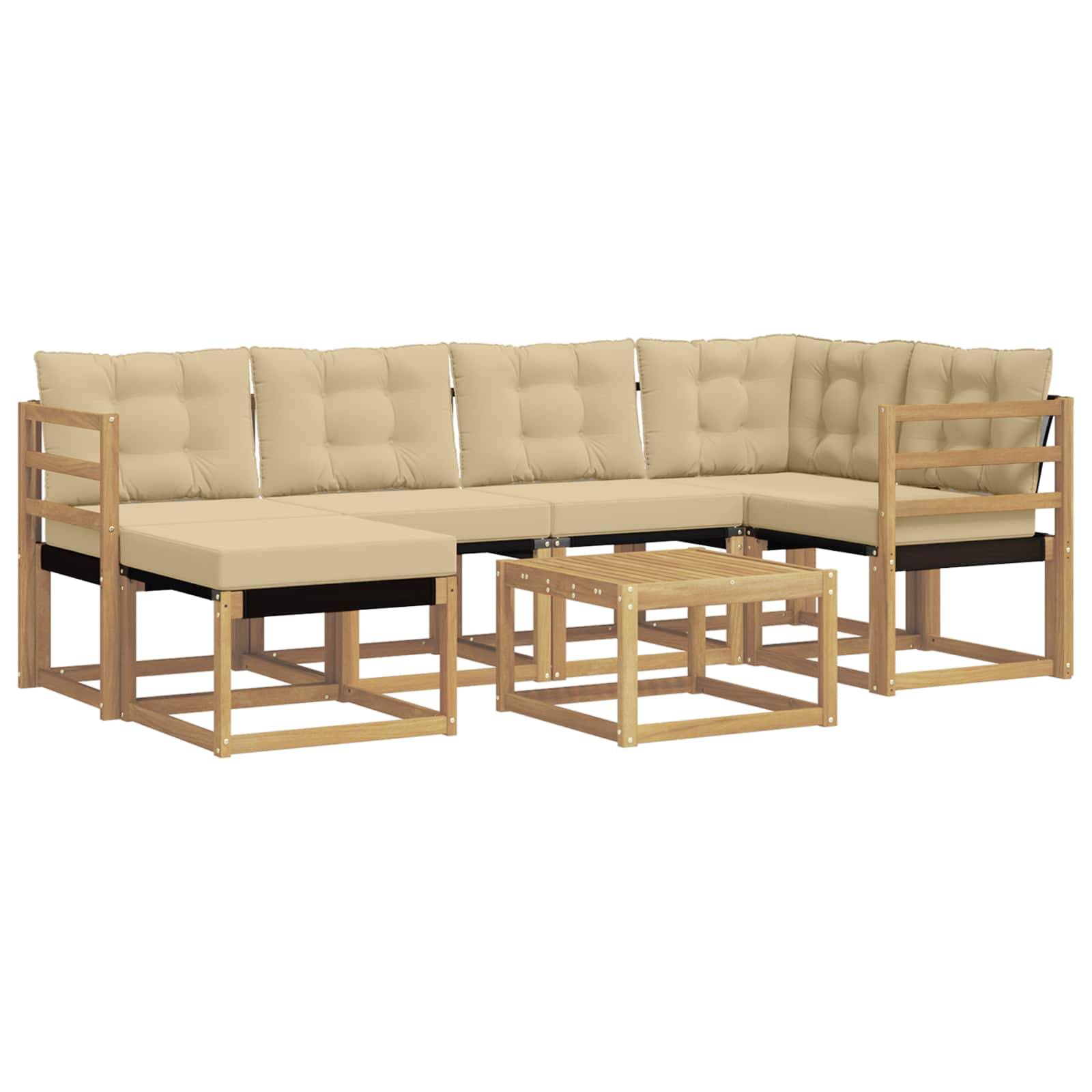 vidaXL Outdoor-Sofagarnitur mit Kissen 7 pcs Weiß und Beige