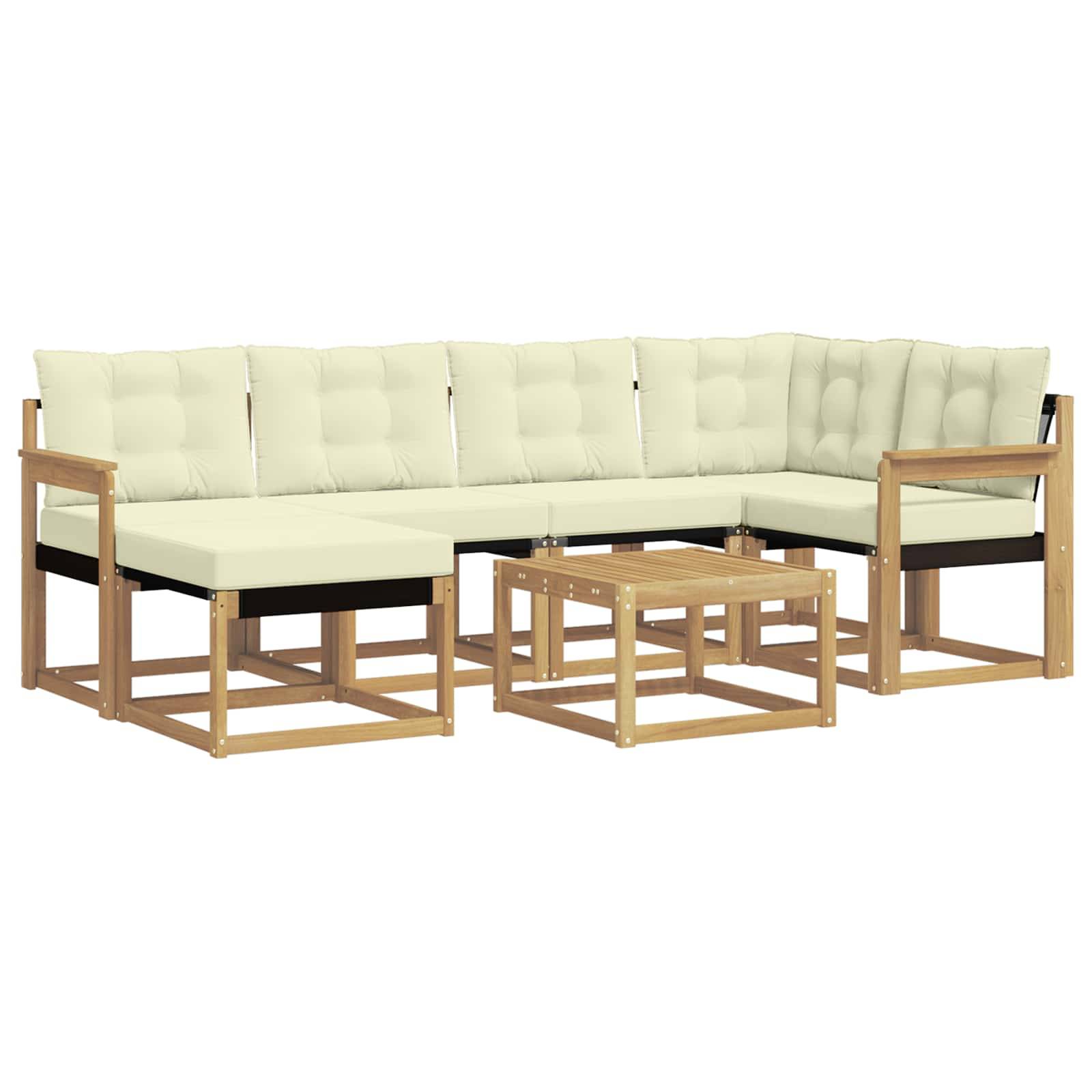 vidaXL Outdoor-Sofagarnitur mit Kissen 7 pcs Weiß und Creme