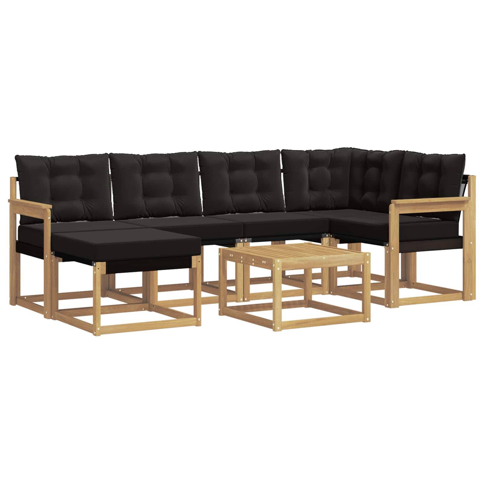 vidaXL Outdoor-Sofagarnitur mit Kissen 7 pcs Weiß und Schwarz
