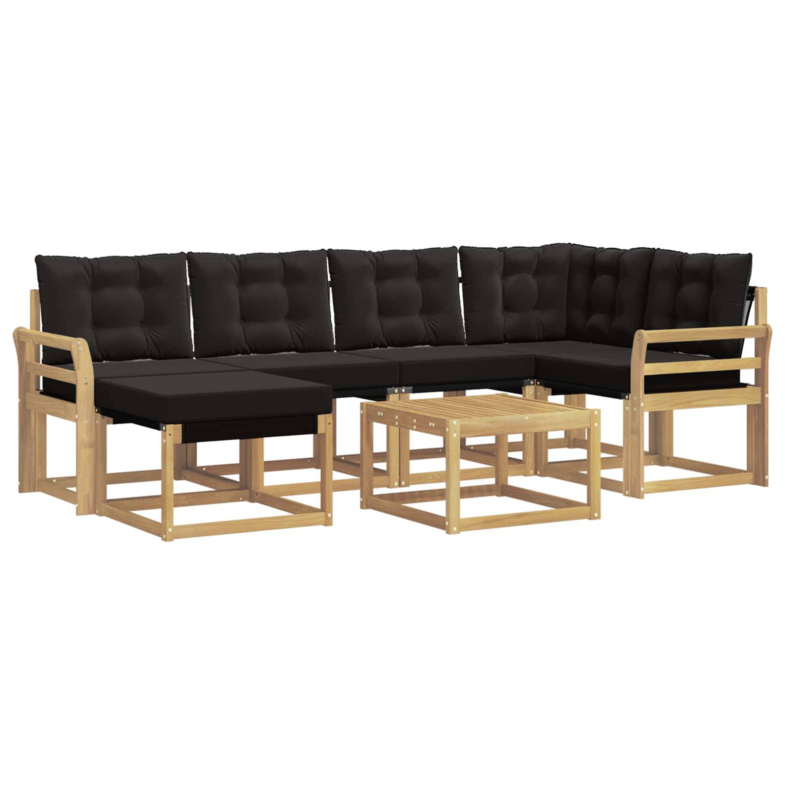 vidaXL Outdoor-Sofagarnitur mit Kissen 7 pcs Weiß und Schwarz