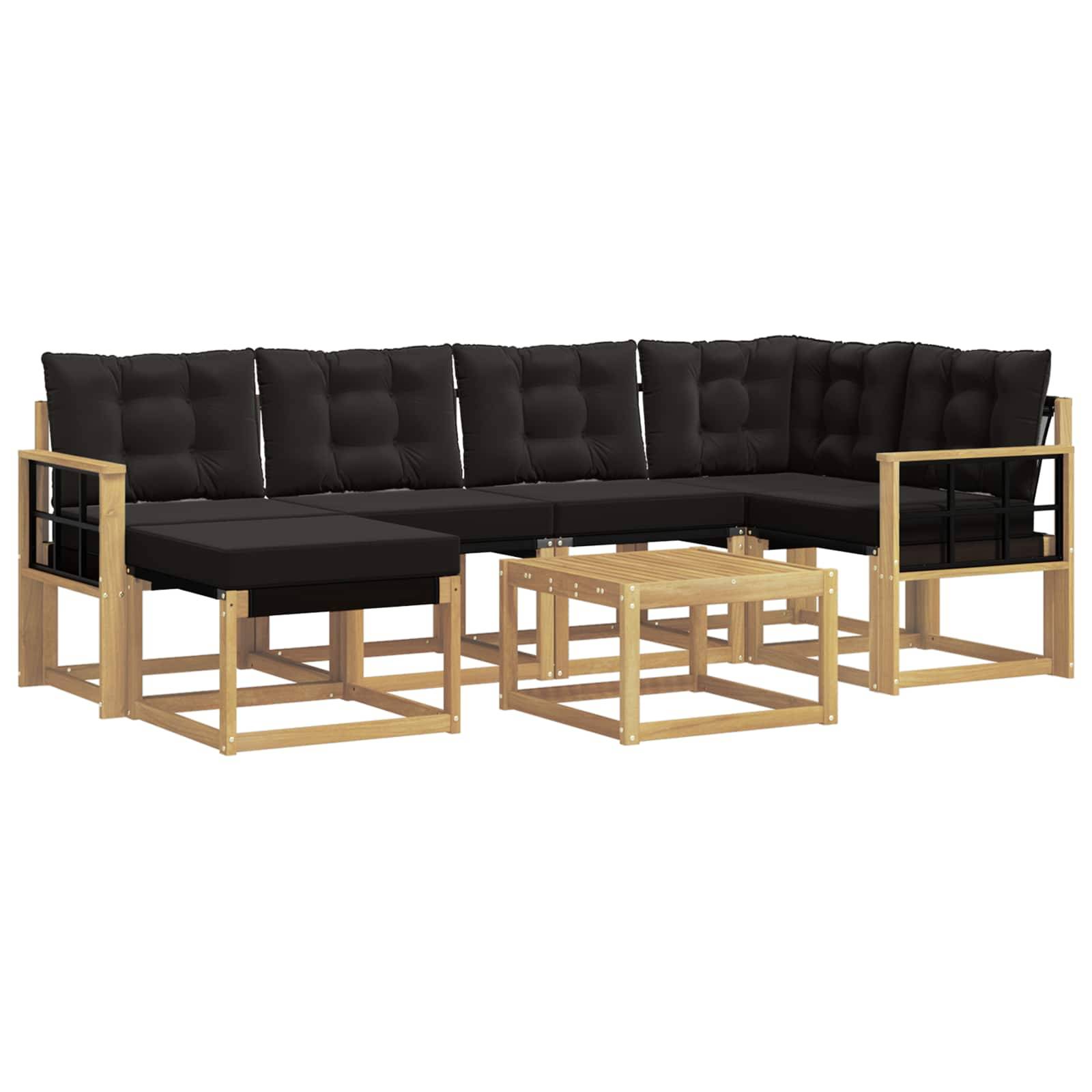 vidaXL Outdoor-Sofagarnitur mit Kissen 7 pcs Weiß und Schwarz