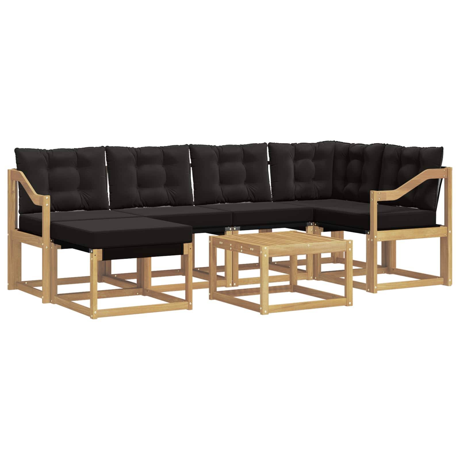 vidaXL Outdoor-Sofagarnitur mit Kissen 7 pcs Weiß und Schwarz