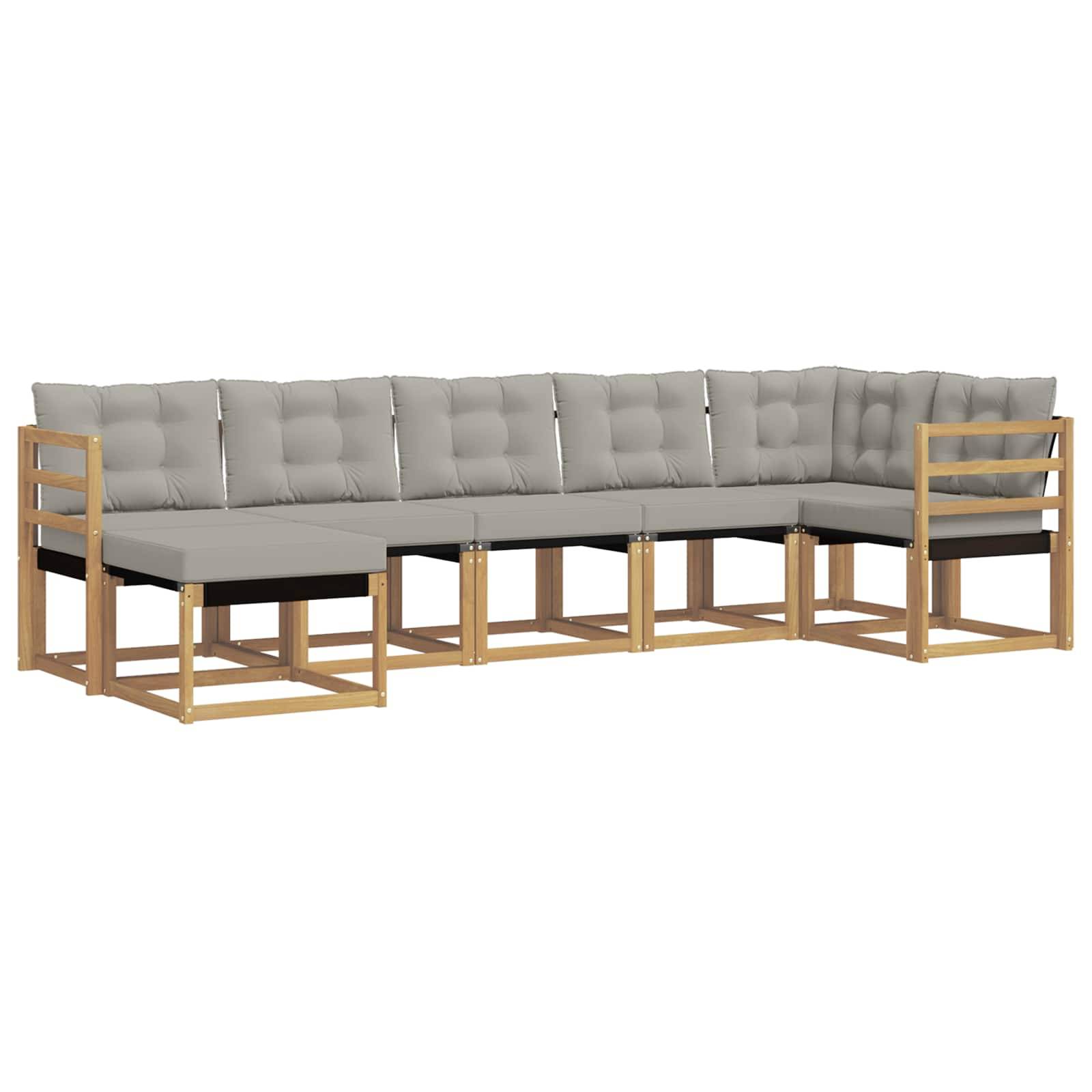vidaXL Outdoor-Sofagarnitur mit Kissen 7 pcs Weiß und Hellgrau
