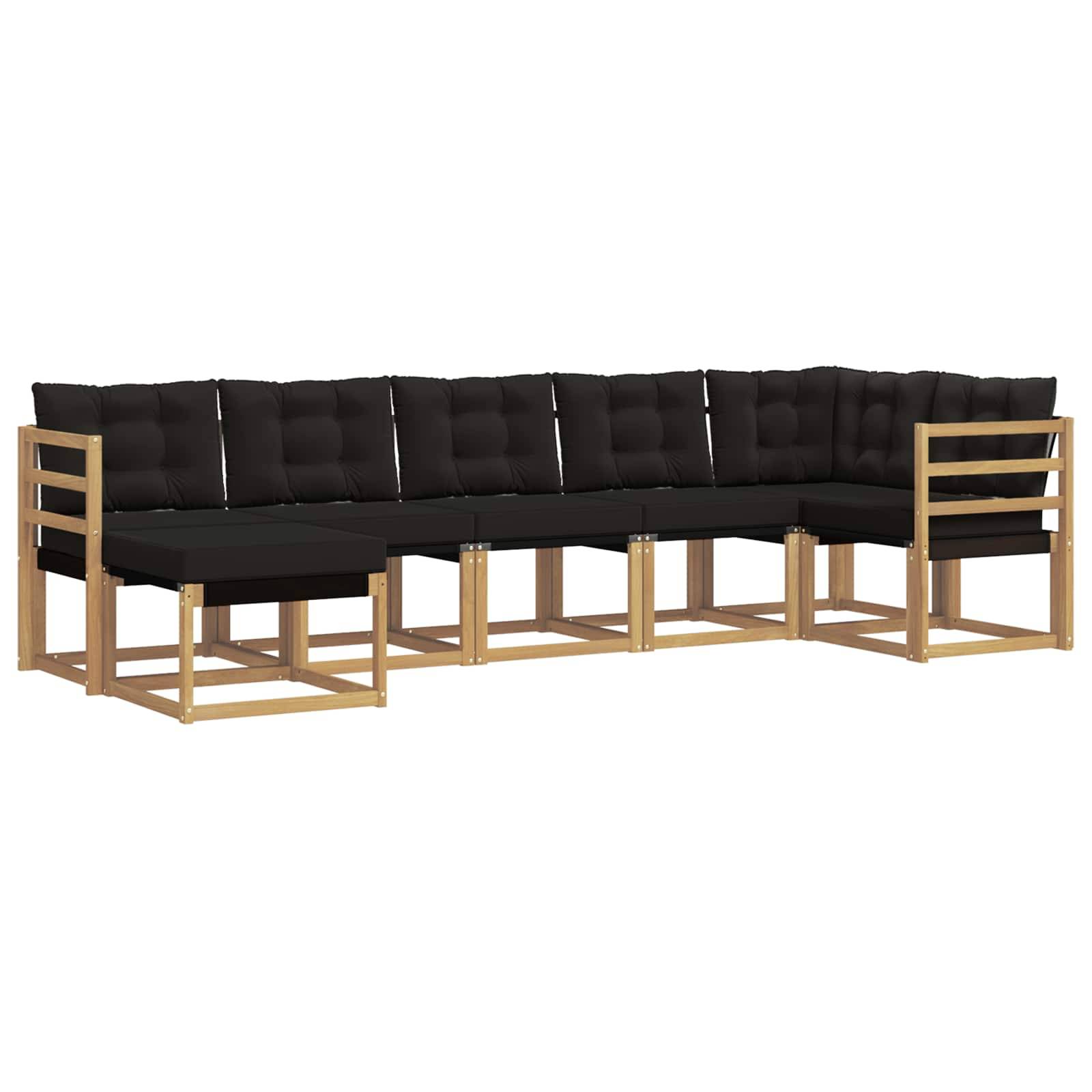vidaXL Outdoor-Sofagarnitur mit Kissen 7 pcs Weiß und Schwarz