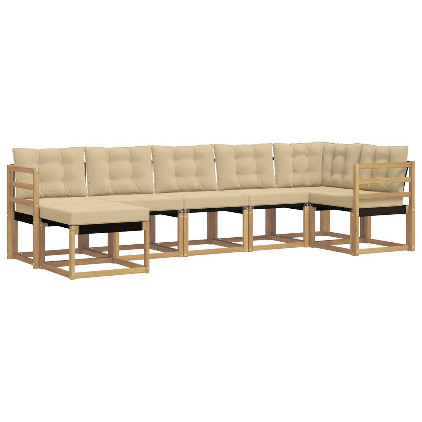 vidaXL Outdoor-Sofagarnitur mit Kissen 7 pcs Weiß und Beige