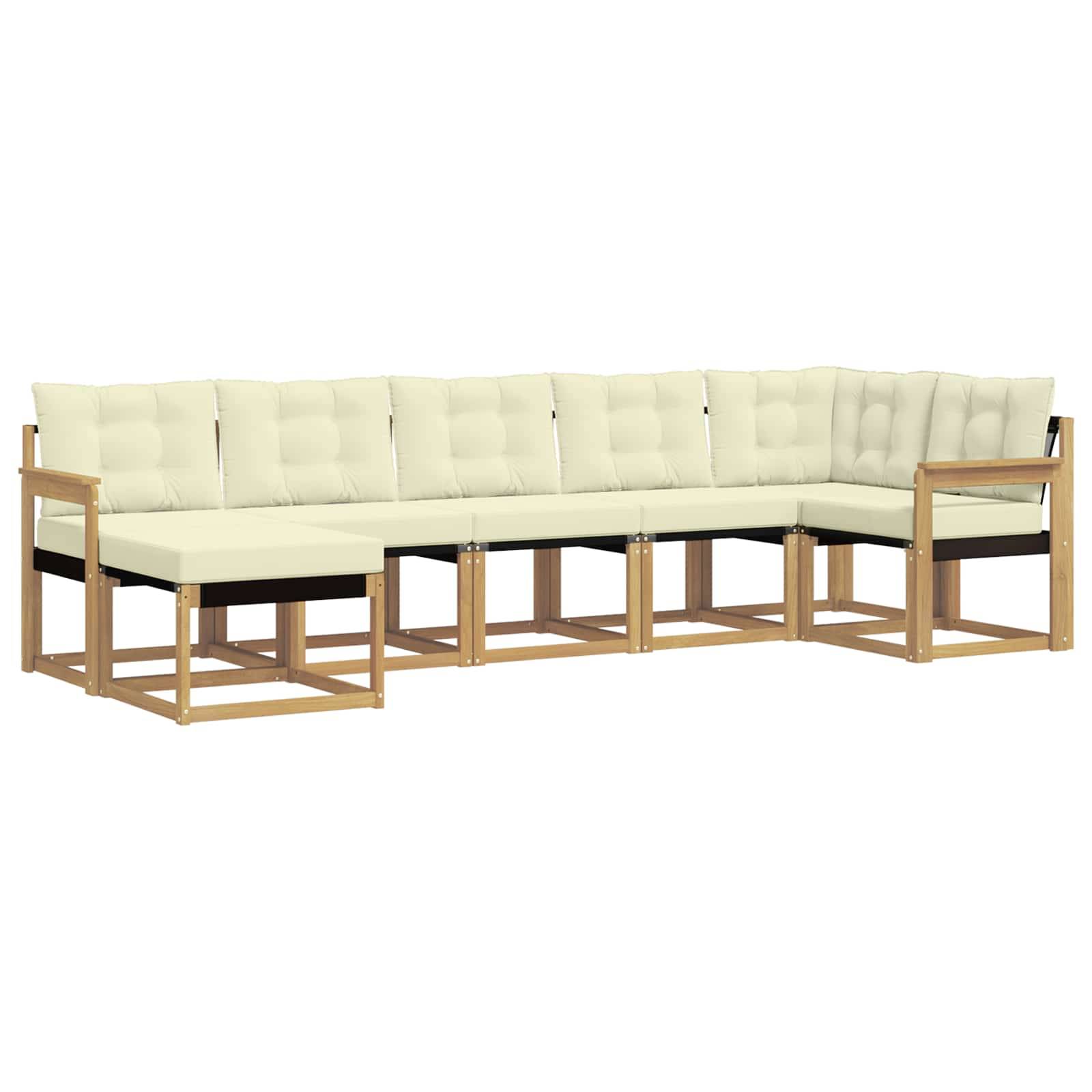 vidaXL Outdoor-Sofagarnitur mit Kissen 7 pcs Weiß und Creme