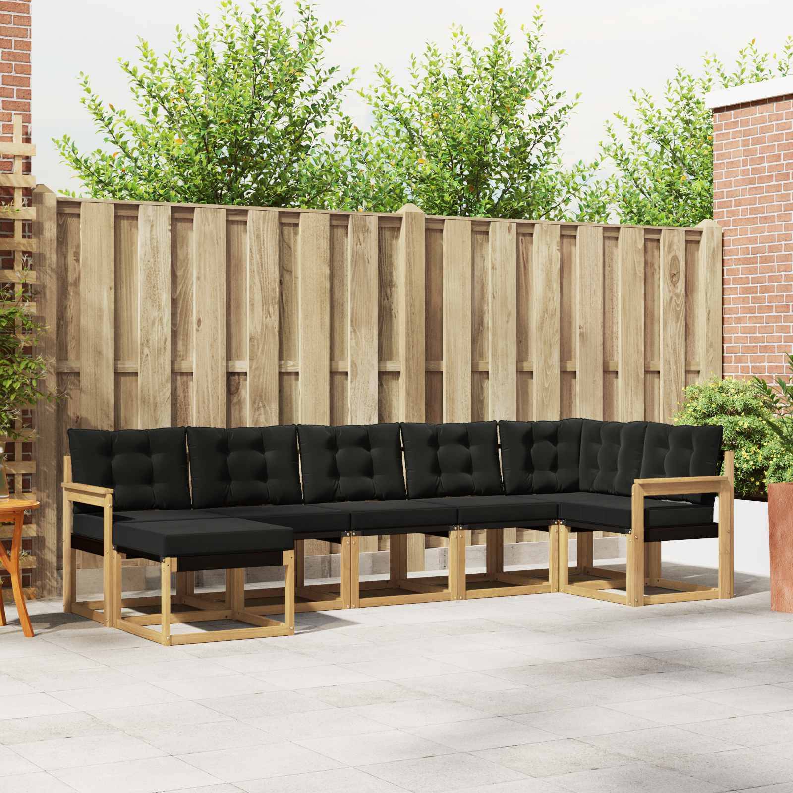 vidaXL Outdoor-Sofagarnitur mit Kissen 7 pcs Weiß und Schwarz