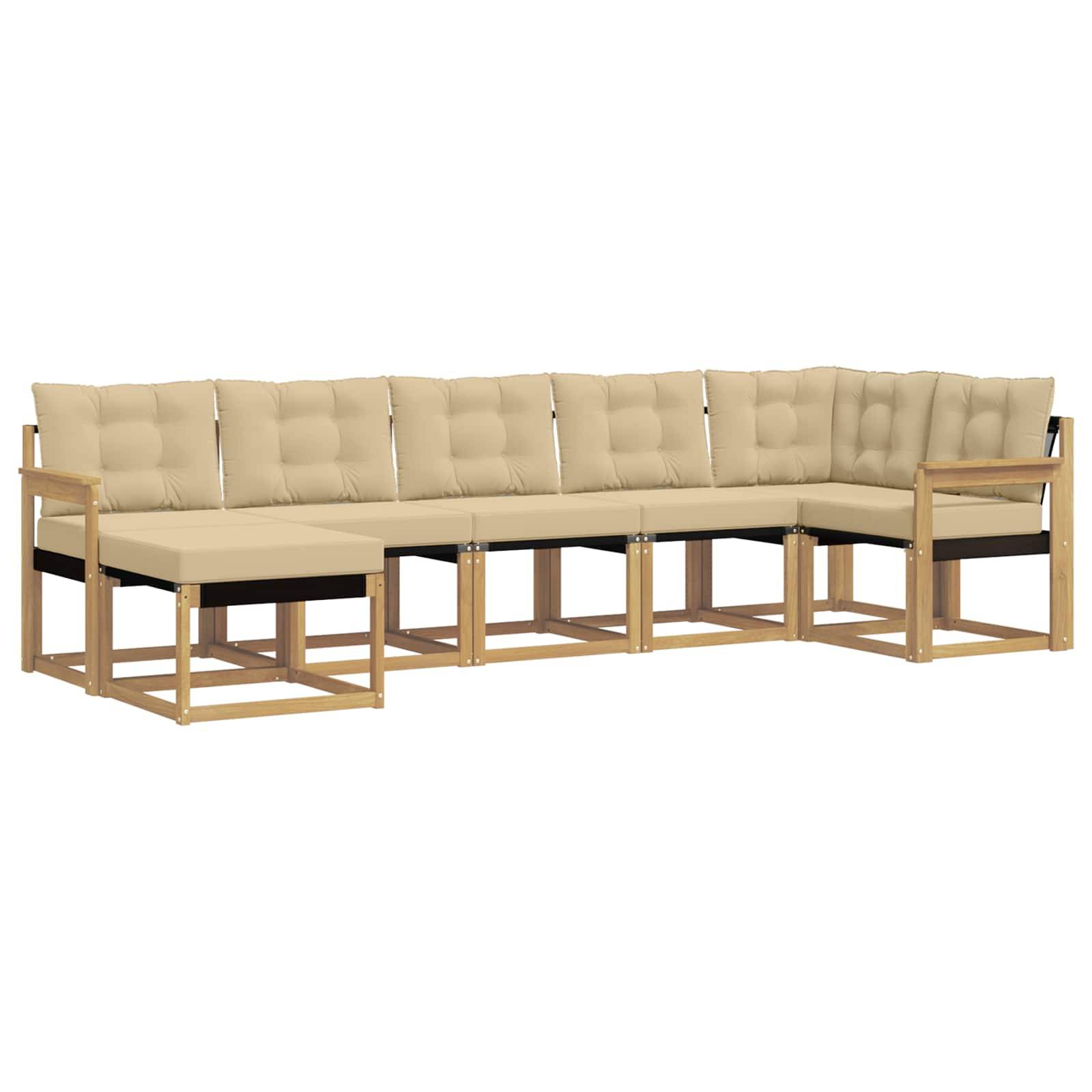 vidaXL Outdoor-Sofagarnitur mit Kissen 7 pcs Weiß und Beige