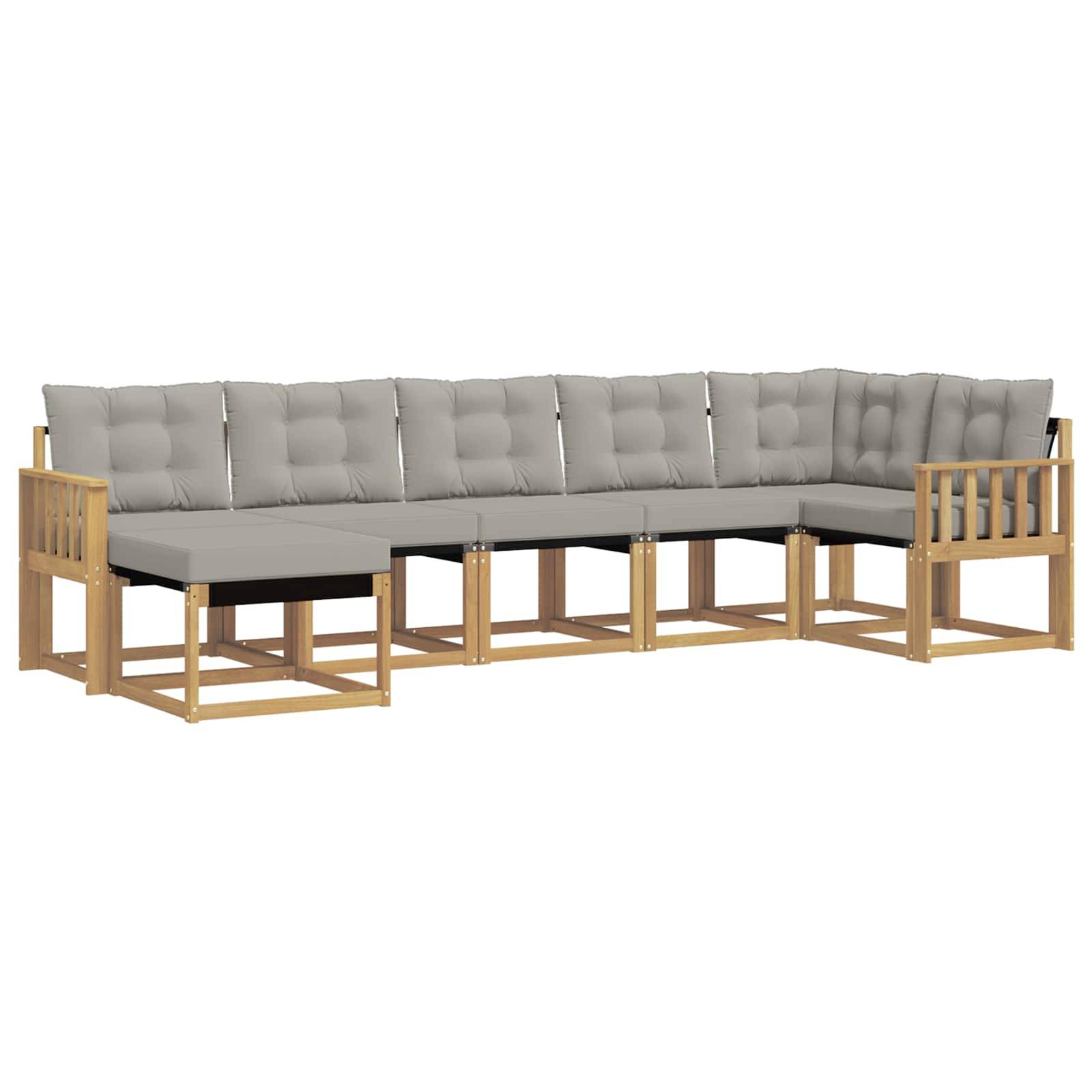 vidaXL Outdoor-Sofagarnitur mit Kissen 7 pcs Weiß und Hellgrau
