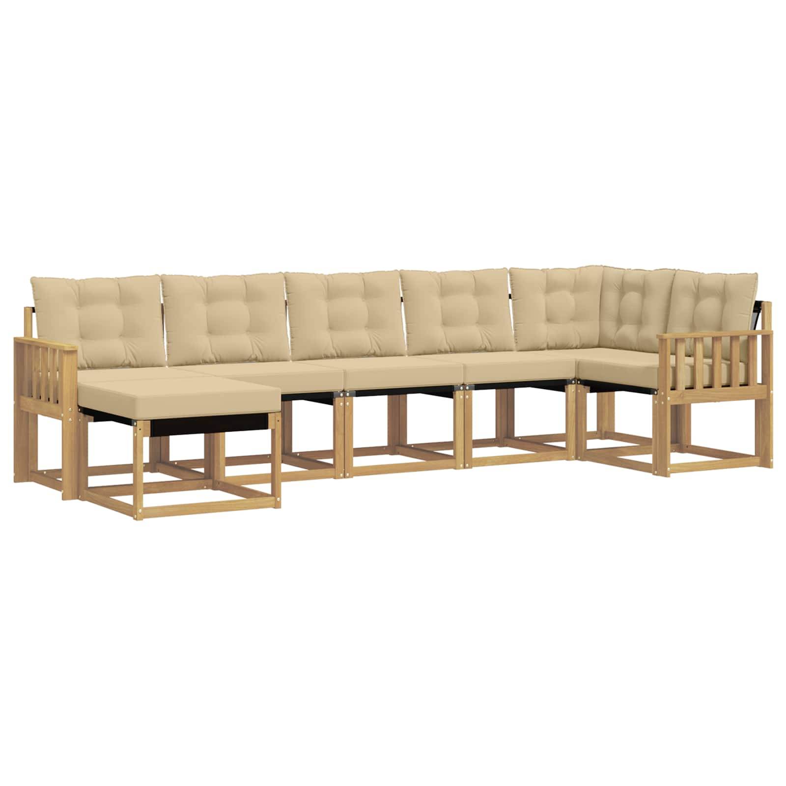 vidaXL Outdoor-Sofagarnitur mit Kissen 7 pcs Weiß und Beige