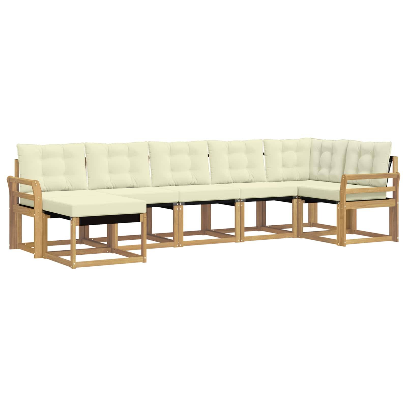 vidaXL Outdoor-Sofagarnitur mit Kissen 7 pcs Weiß und Creme