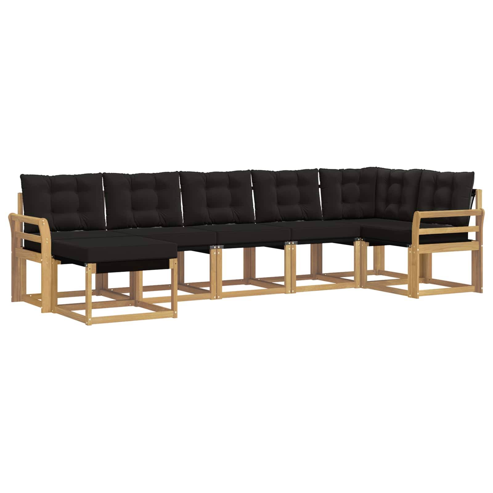 vidaXL Outdoor-Sofagarnitur mit Kissen 7 pcs Weiß und Schwarz