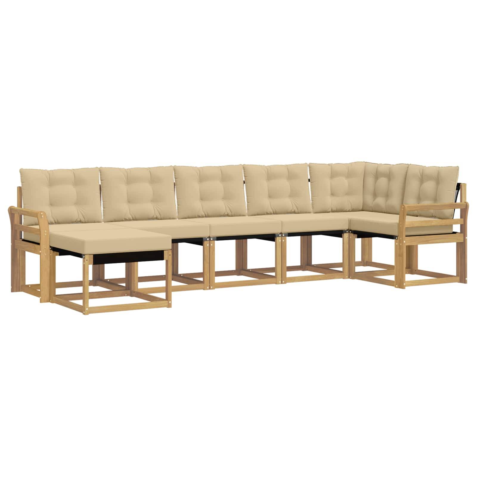 vidaXL Outdoor-Sofagarnitur mit Kissen 7 pcs Weiß und Beige