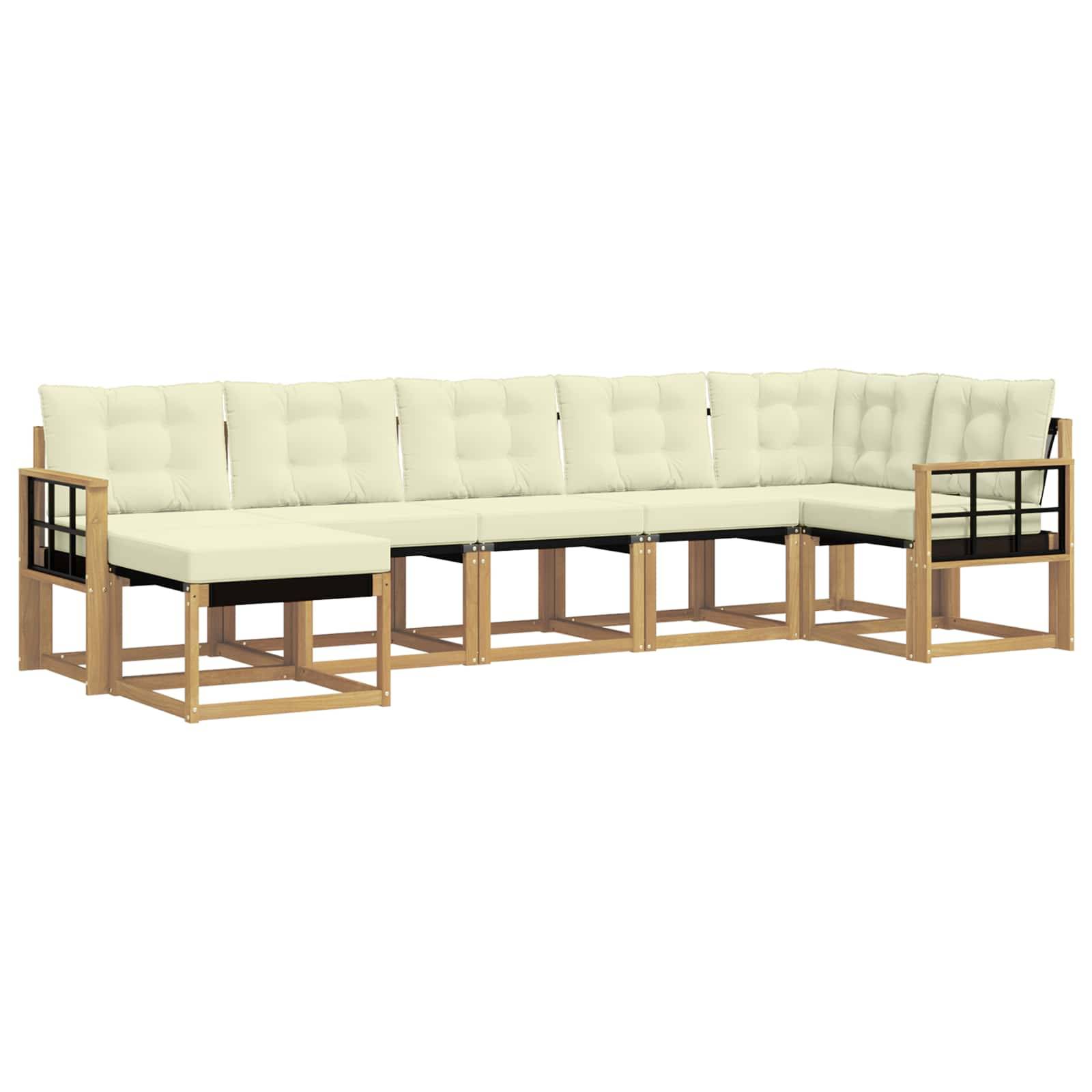 vidaXL Outdoor-Sofagarnitur mit Kissen 7 pcs Weiß und Creme