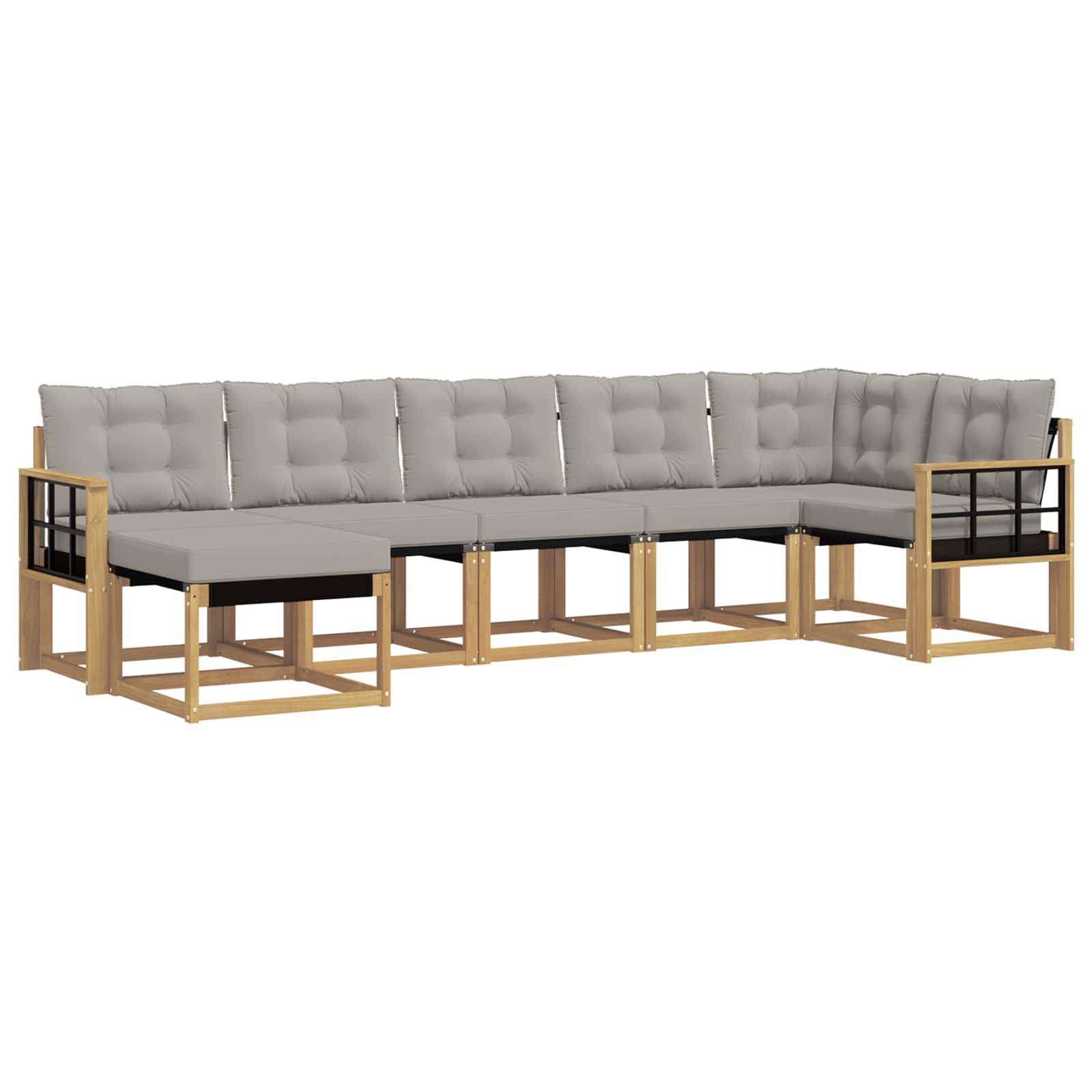 vidaXL Outdoor-Sofagarnitur mit Kissen 7 pcs Weiß und Hellgrau