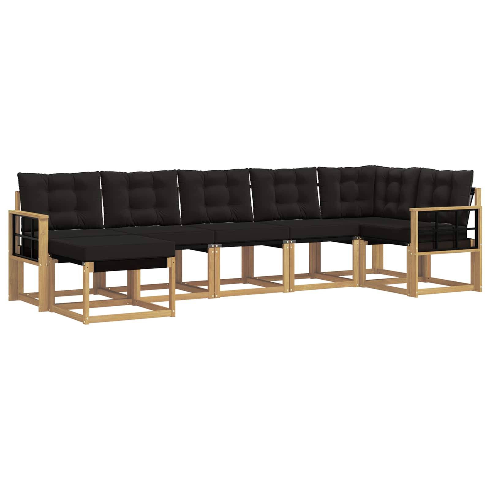 vidaXL Outdoor-Sofagarnitur mit Kissen 7 pcs Weiß und Schwarz