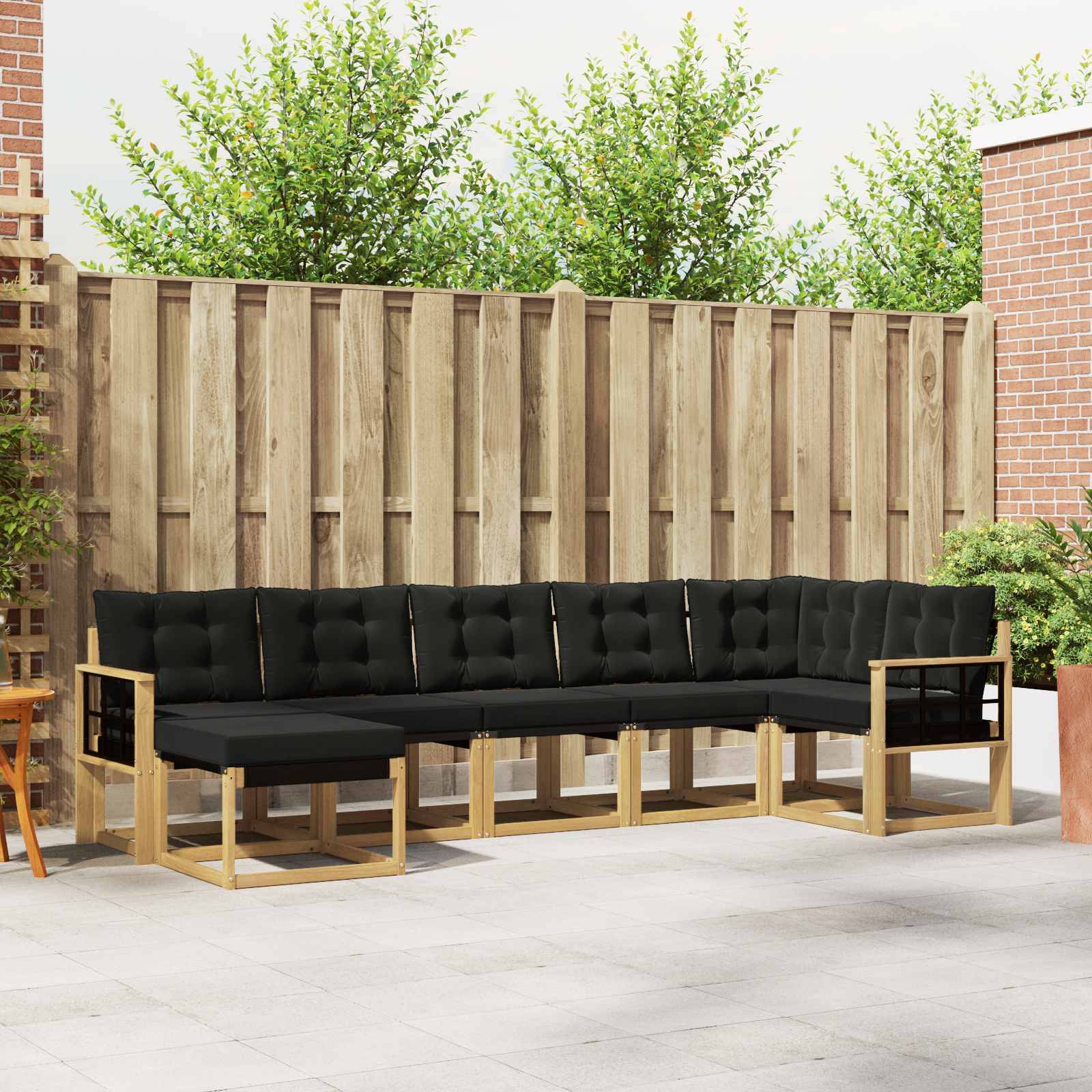 vidaXL Outdoor-Sofagarnitur mit Kissen 7 pcs Weiß und Schwarz