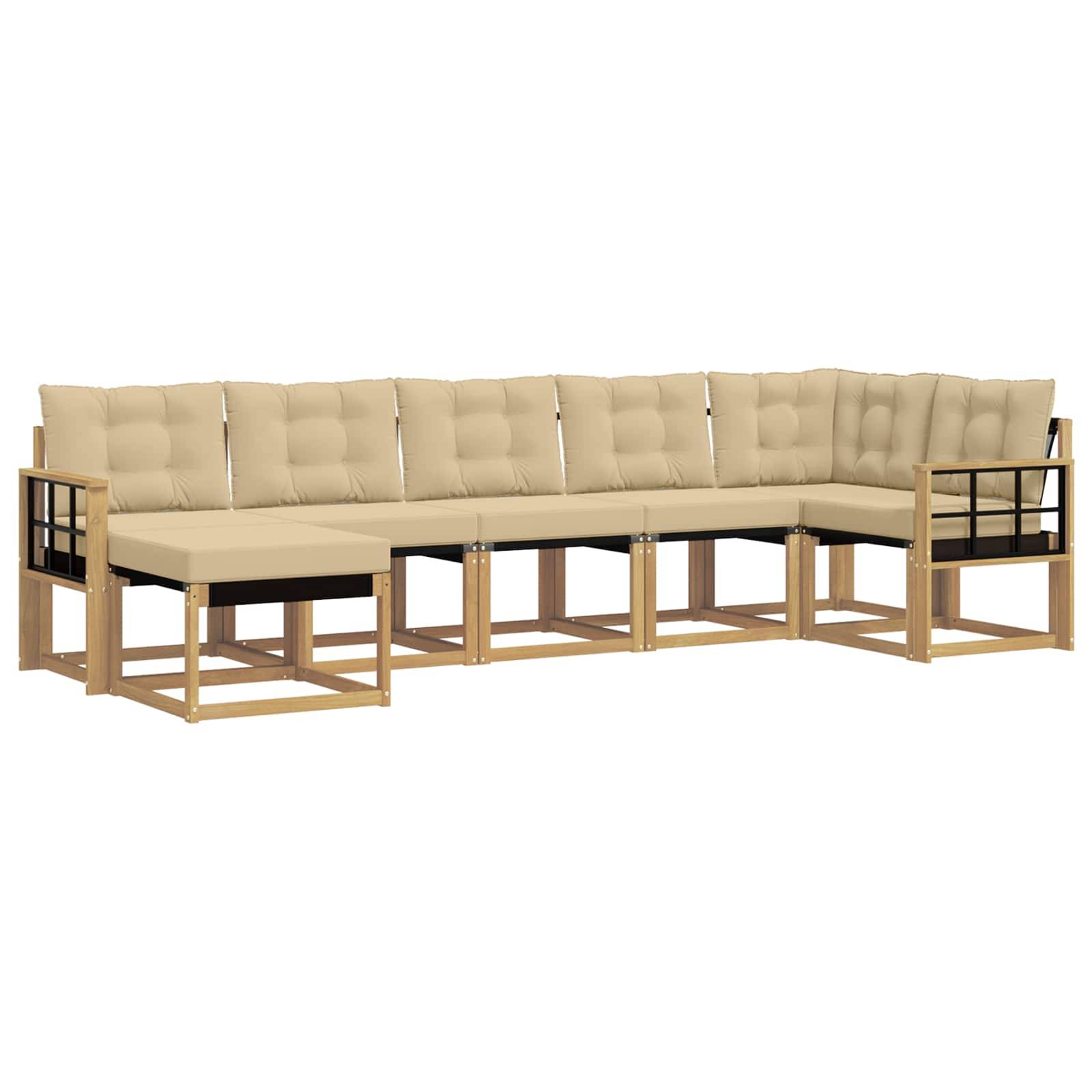 vidaXL Outdoor-Sofagarnitur mit Kissen 7 pcs Weiß und Beige