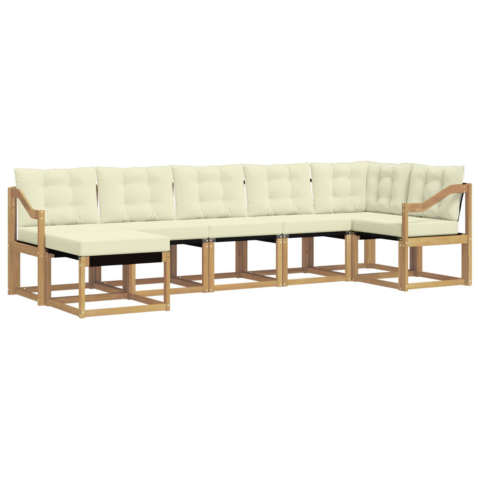 vidaXL Outdoor-Sofagarnitur mit Kissen 7 pcs Weiß und Creme