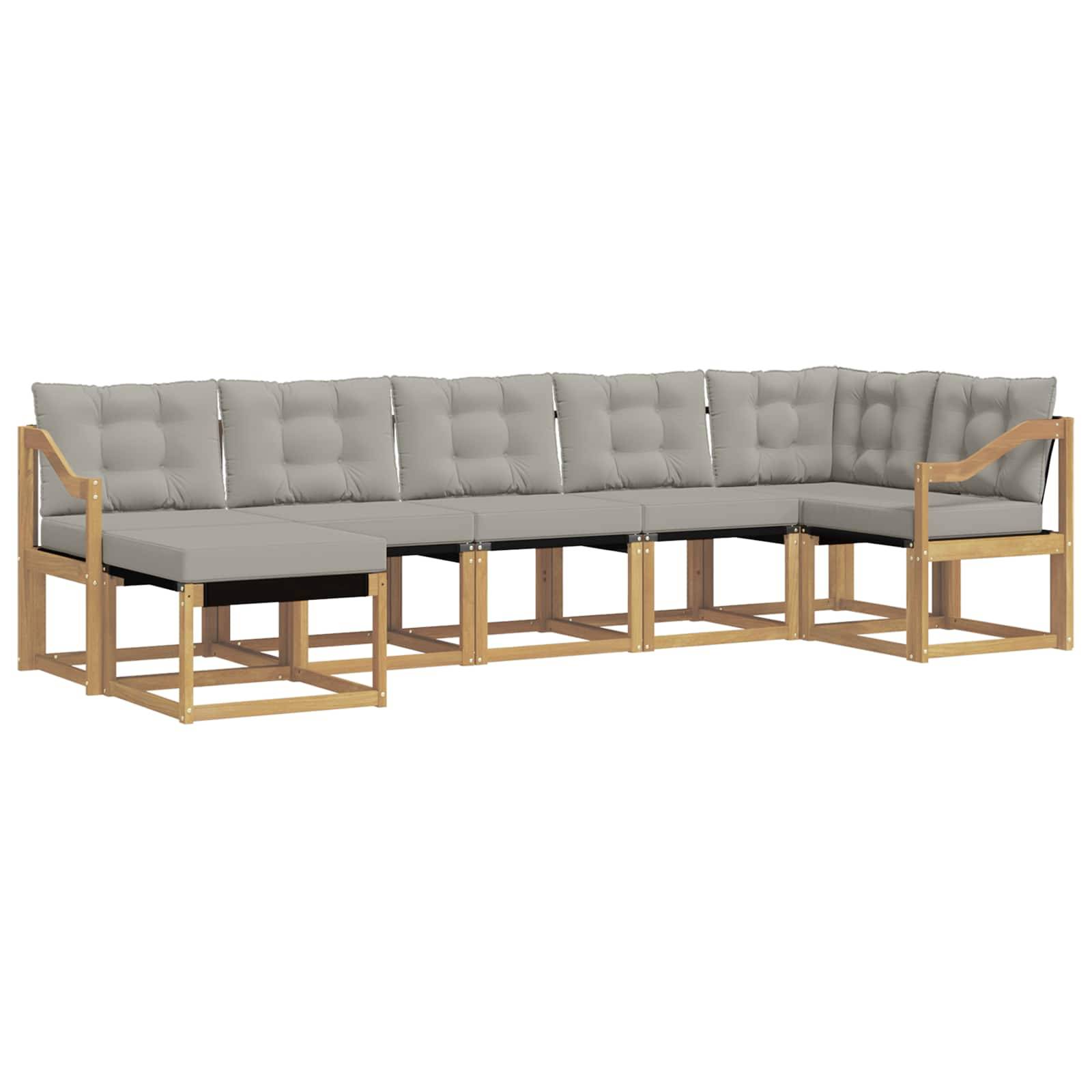 vidaXL Outdoor-Sofagarnitur 7 pcs Massives Akazienholz und Textilene