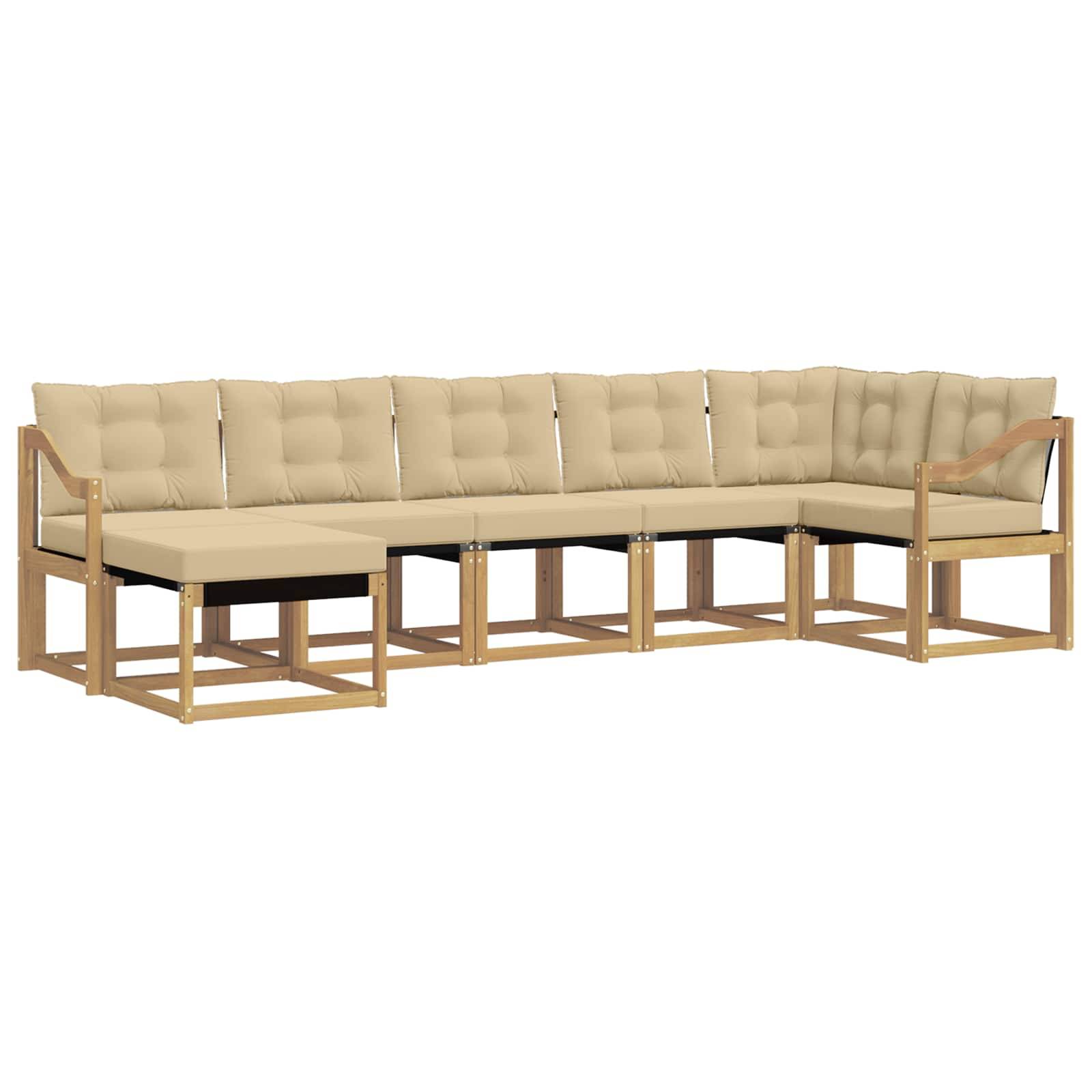 vidaXL Outdoor-Sofagarnitur mit Kissen 7 pcs Weiß und Beige