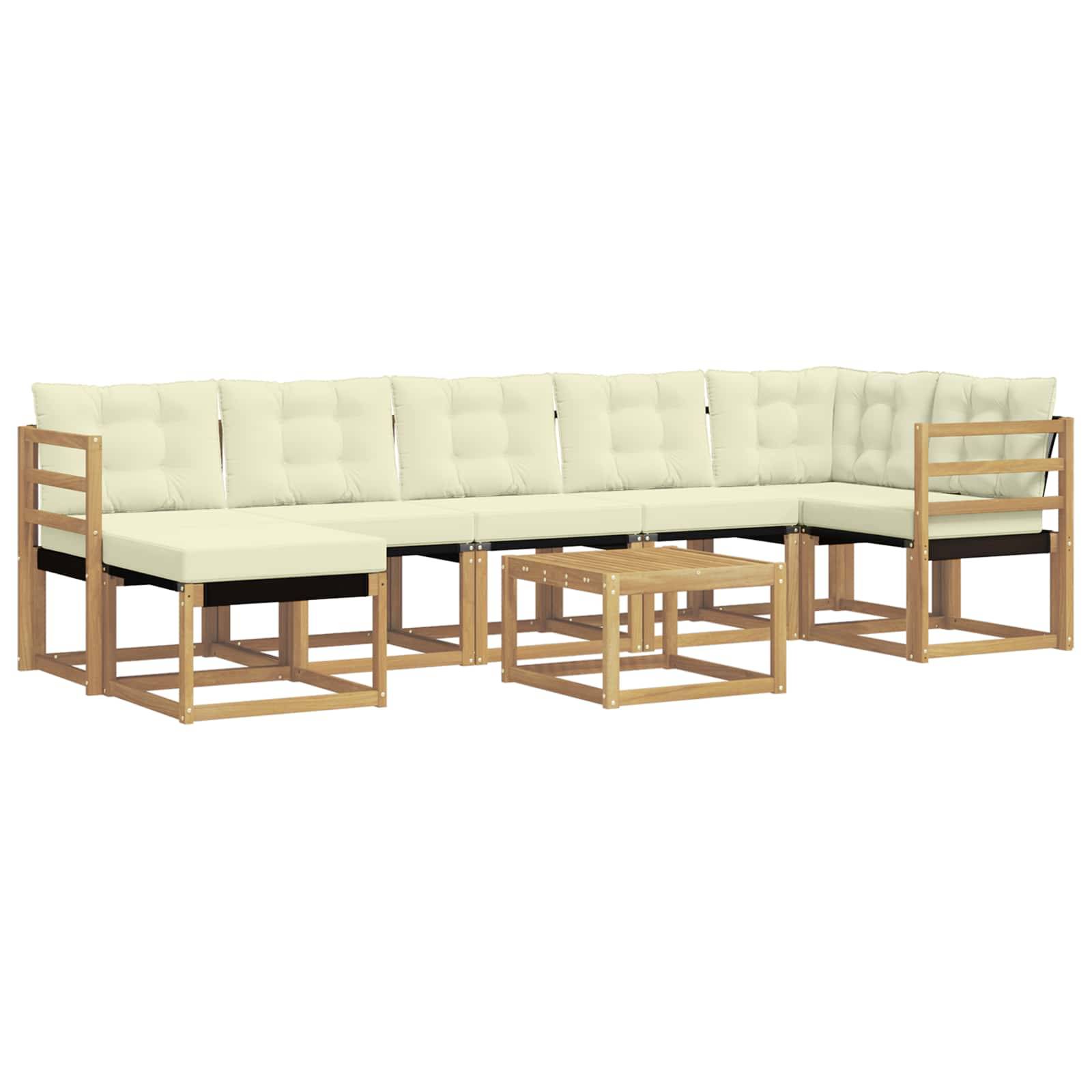 vidaXL Outdoor-Sofagarnitur mit Kissen 8 pcs Weiß und Creme