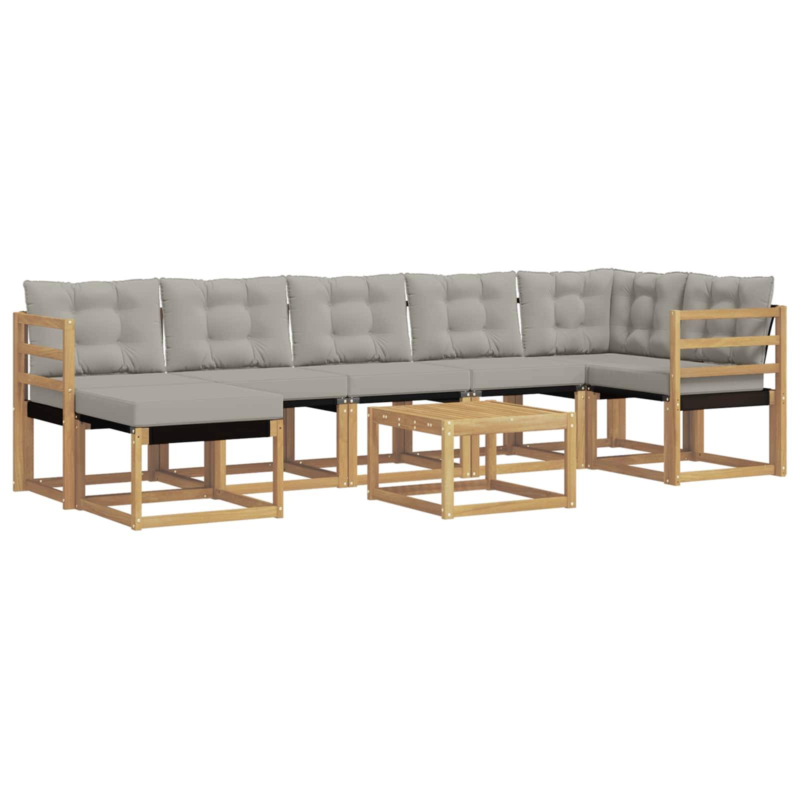 vidaXL Outdoor-Sofagarnitur mit Kissen 8 pcs Weiß und Hellgrau