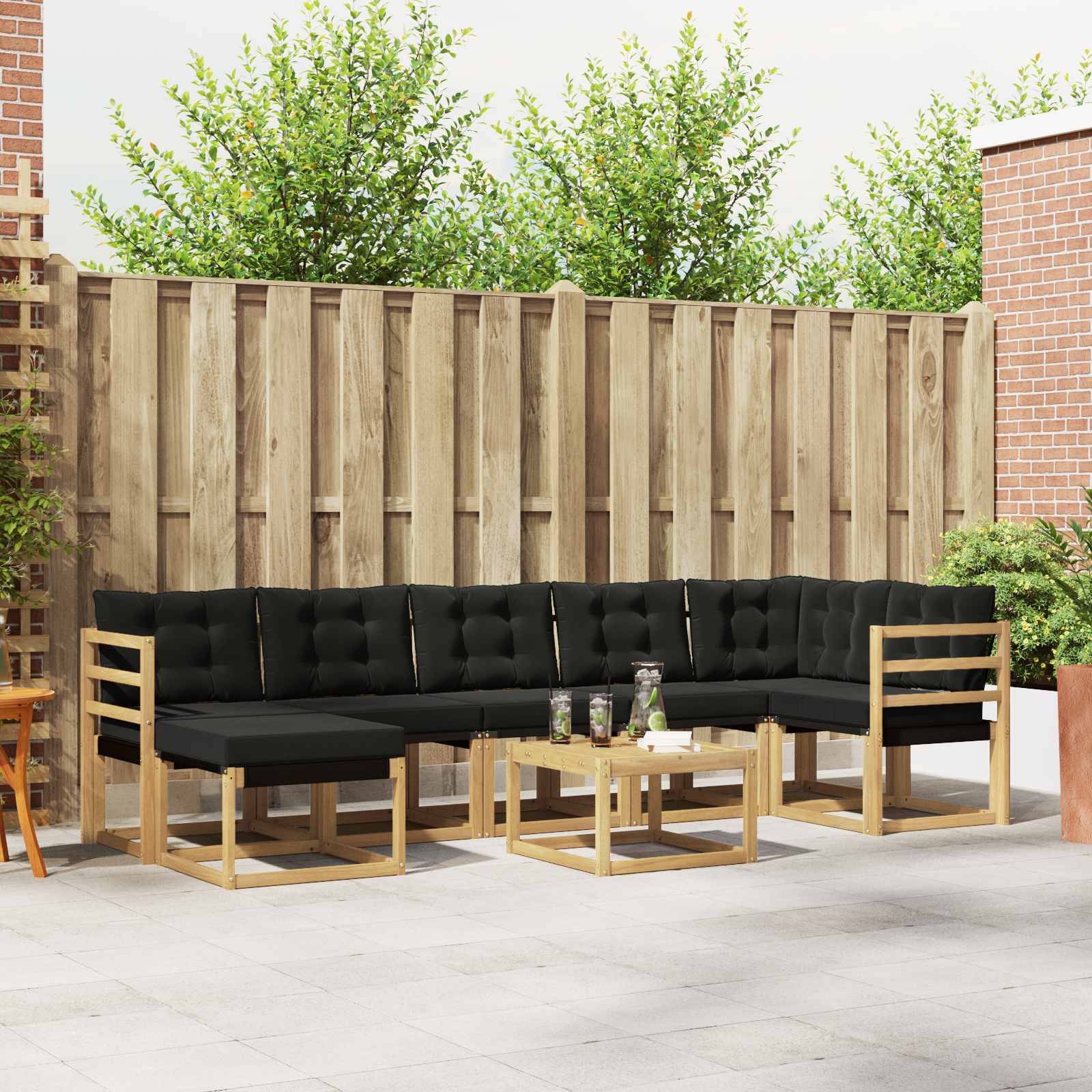 vidaXL Outdoor-Sofagarnitur mit Kissen 8 pcs Weiß und Schwarz