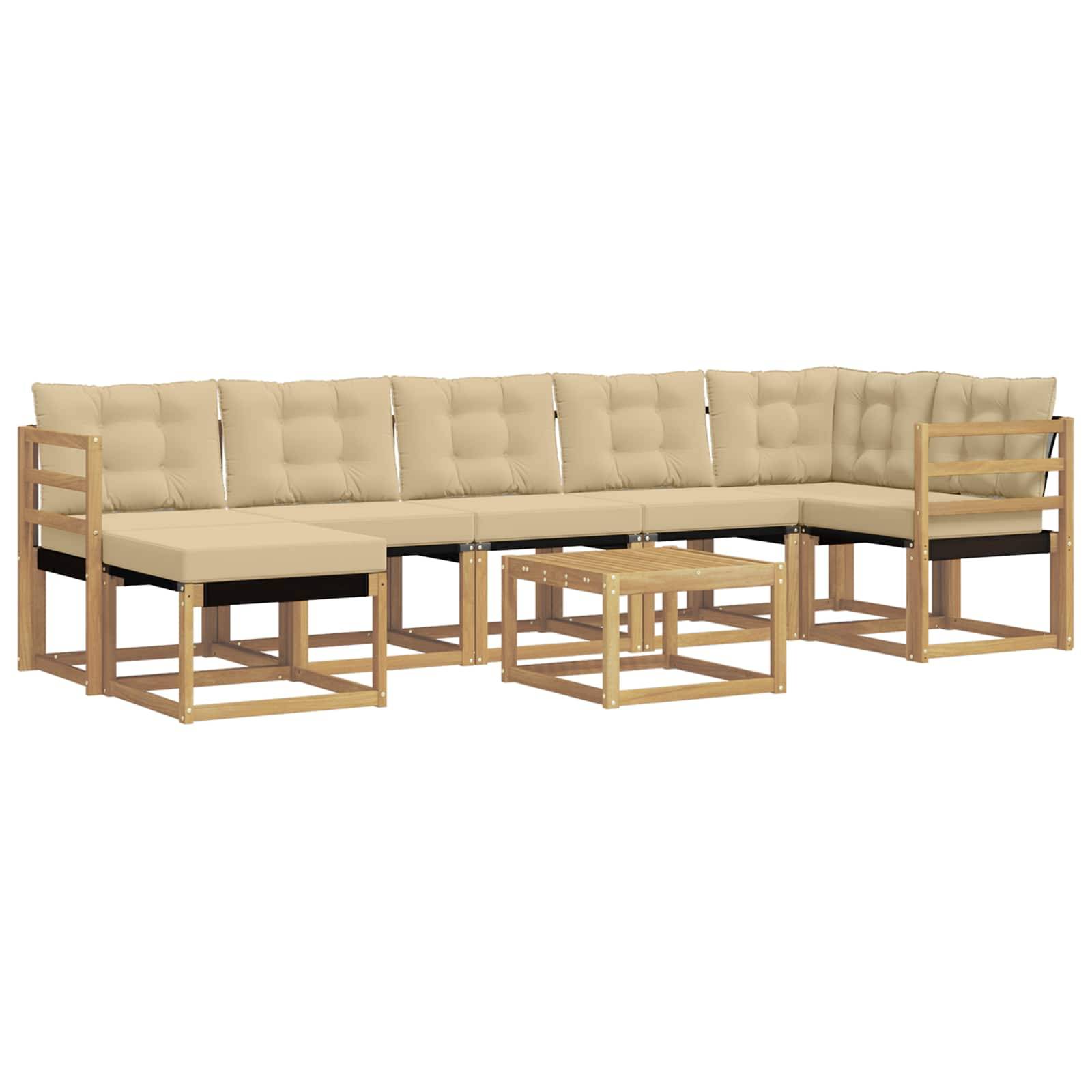 vidaXL Outdoor-Sofagarnitur mit Kissen 8 pcs Weiß und Beige