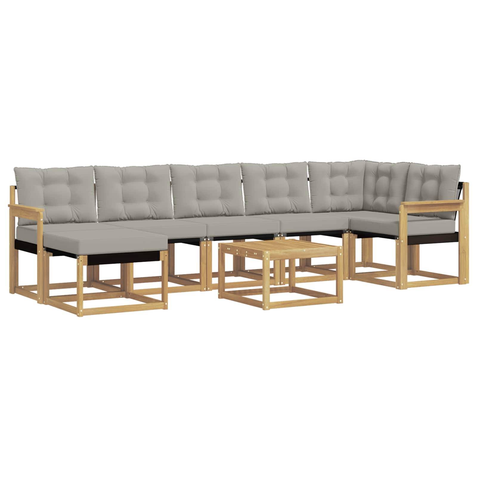 vidaXL Outdoor-Sofagarnitur mit Kissen 8 pcs Weiß und Hellgrau