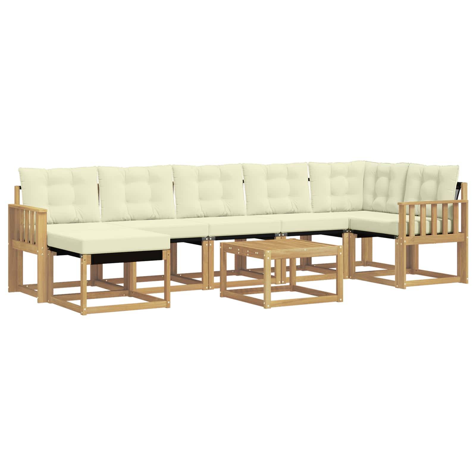 vidaXL Outdoor-Sofagarnitur mit Kissen 8 pcs Weiß und Creme