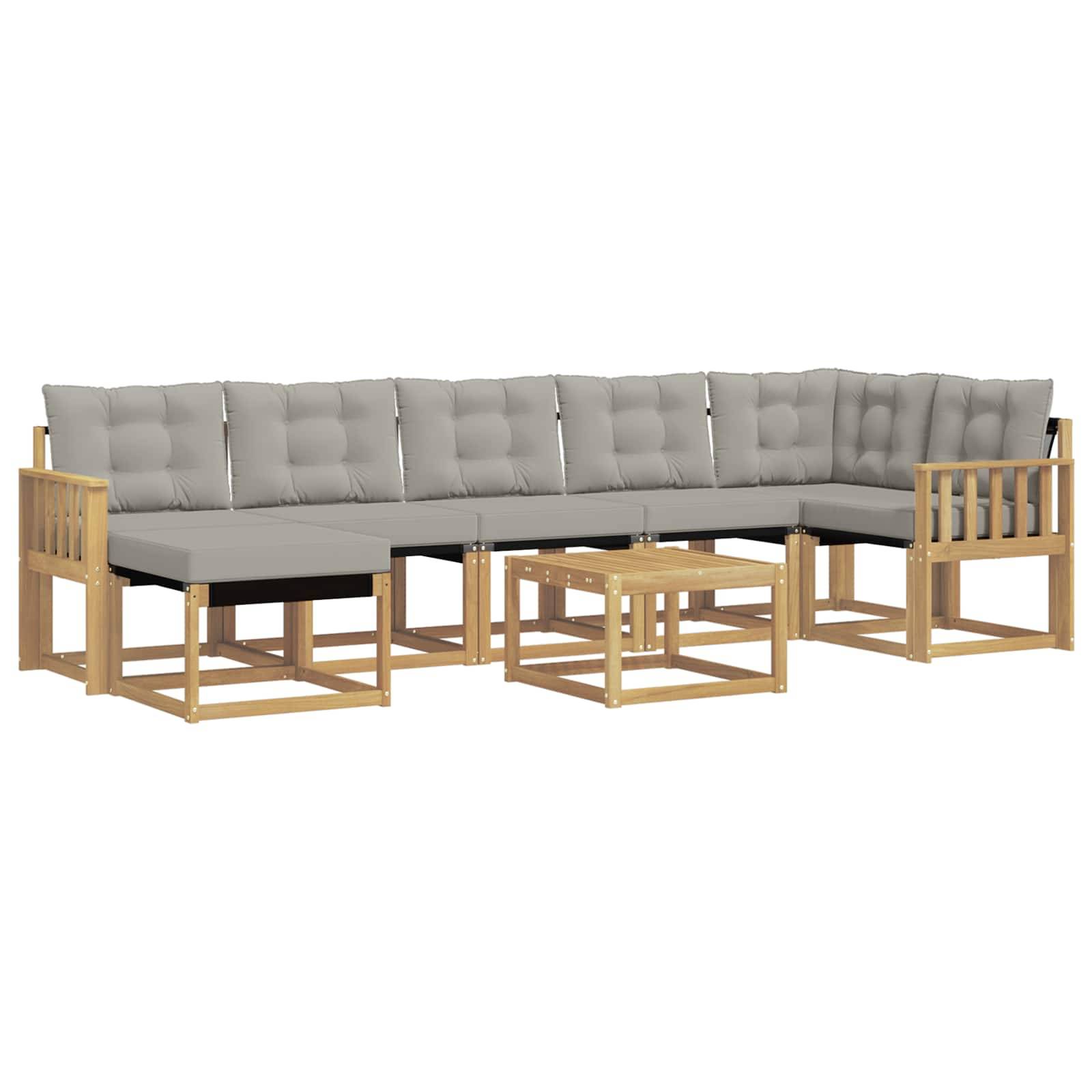 vidaXL Outdoor-Sofagarnitur mit Kissen 8 pcs Weiß und Hellgrau