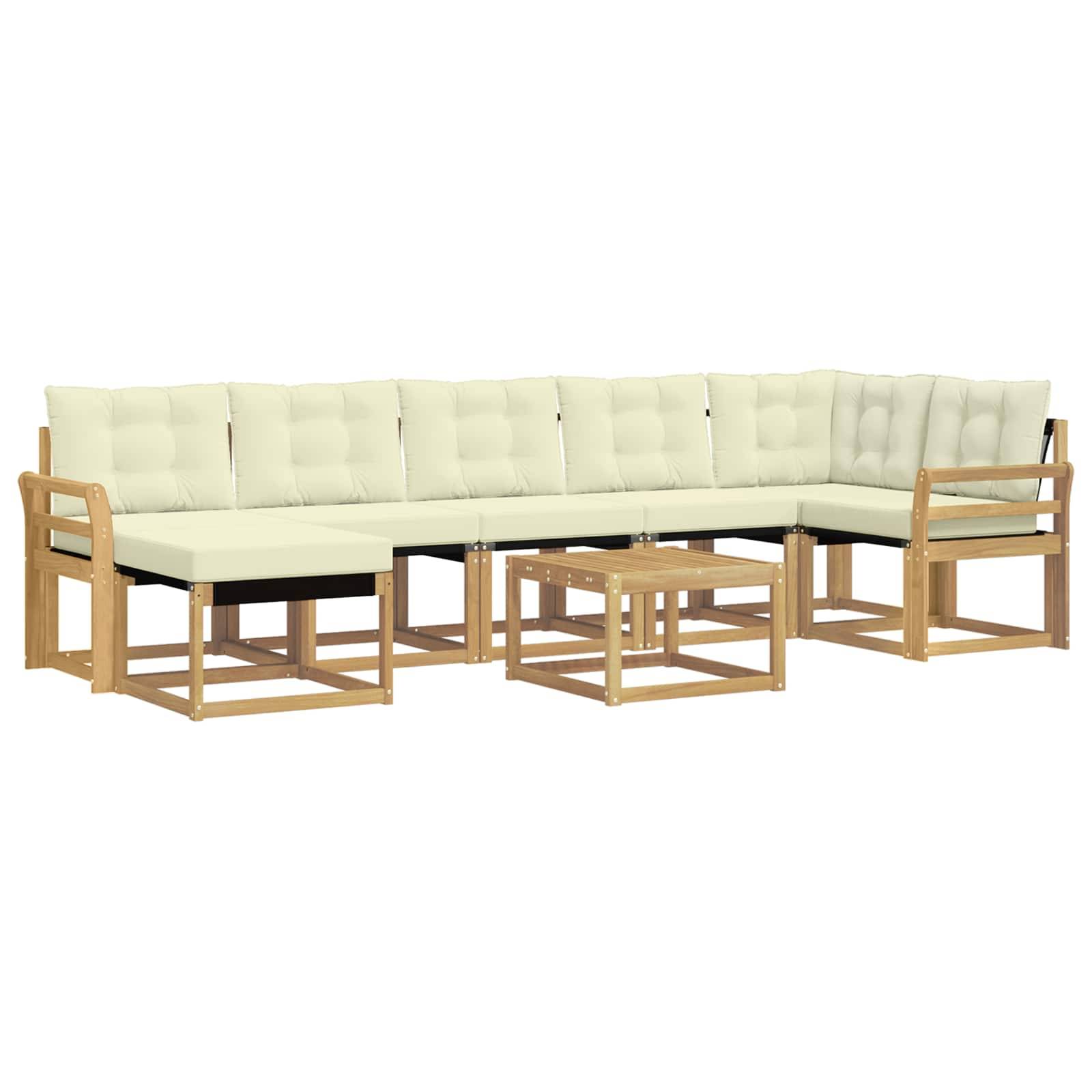 vidaXL Outdoor-Sofagarnitur mit Kissen 8 pcs Weiß und Creme