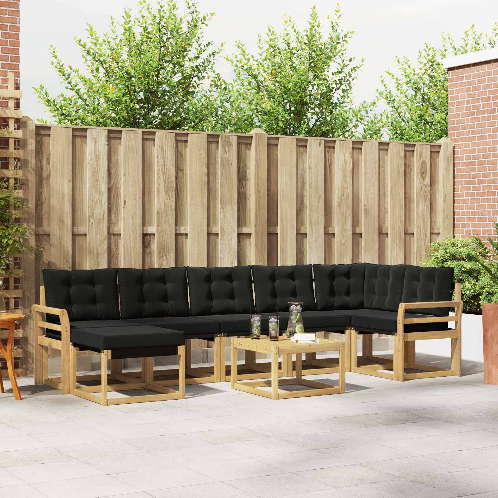 vidaXL Outdoor-Sofagarnitur mit Kissen 8 pcs Weiß und Schwarz